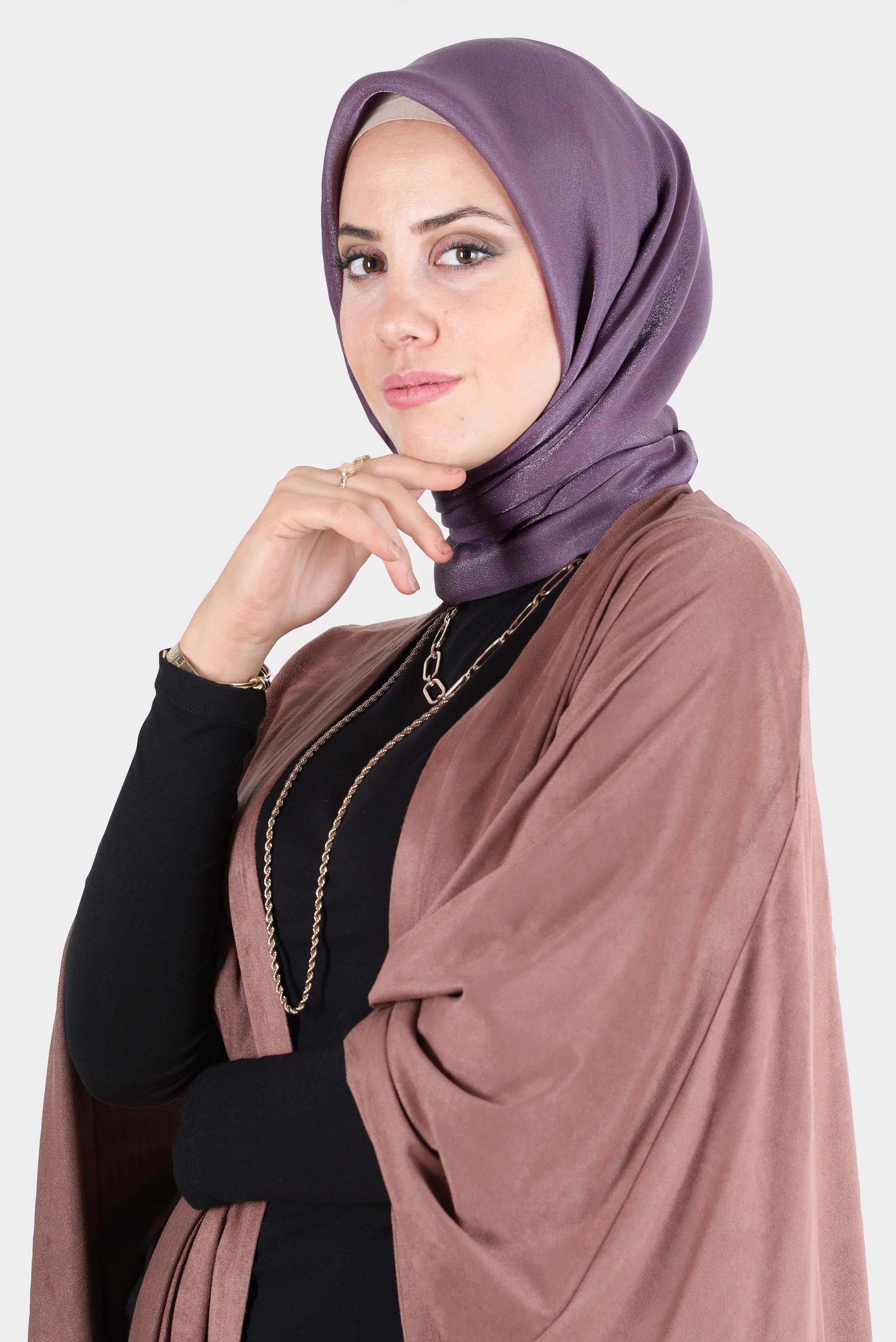 Tesettür giyim MOR ALVİNA PARILTI BANTLI EŞARP 8126