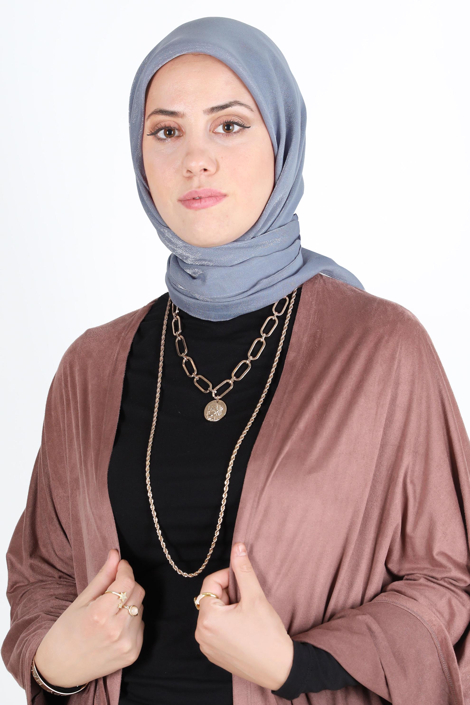 Hijab clothing GREY ALVİNA SHINING SCARF 8126