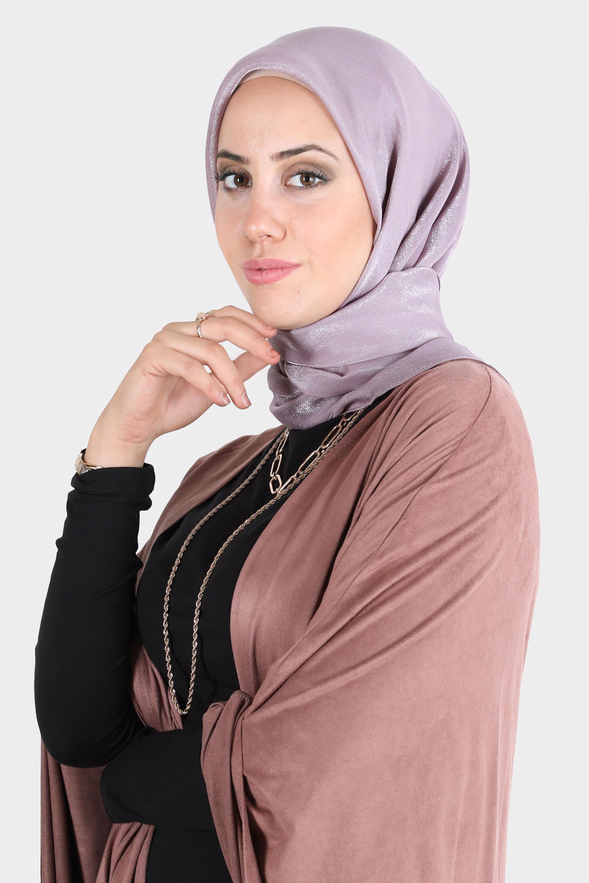 Tesettür giyim MOR ALVİNA PARILTI BANTLI EŞARP 8126