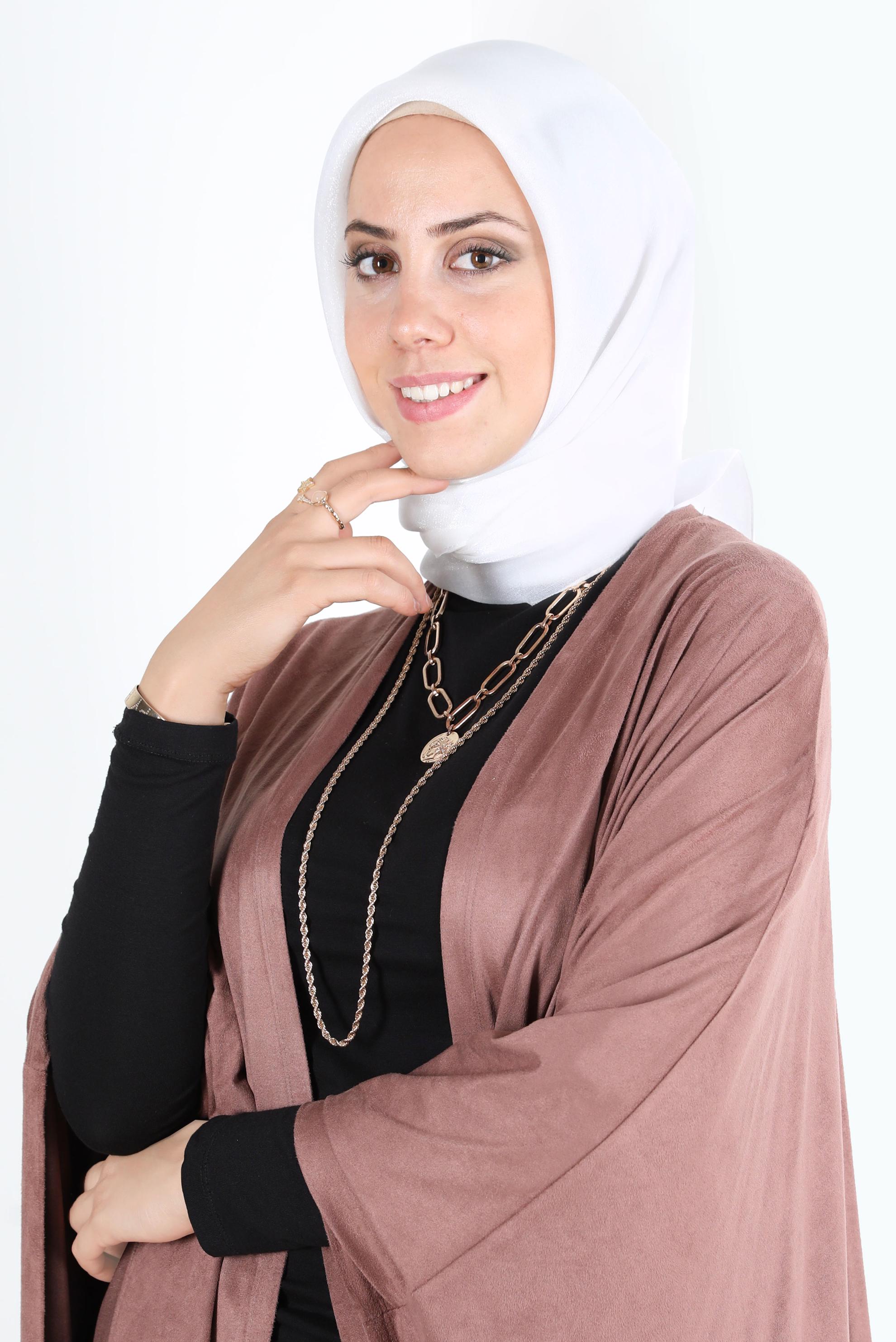 Tesettür giyim EKRU ALVİNA PARILTI BANTLI EŞARP 8126