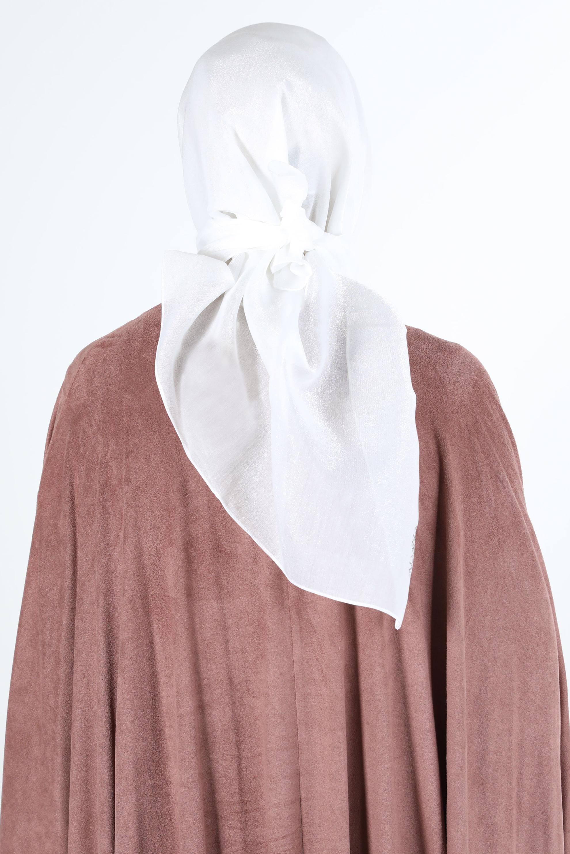 Tesettür giyim EKRU ALVİNA PARILTI BANTLI EŞARP 8126