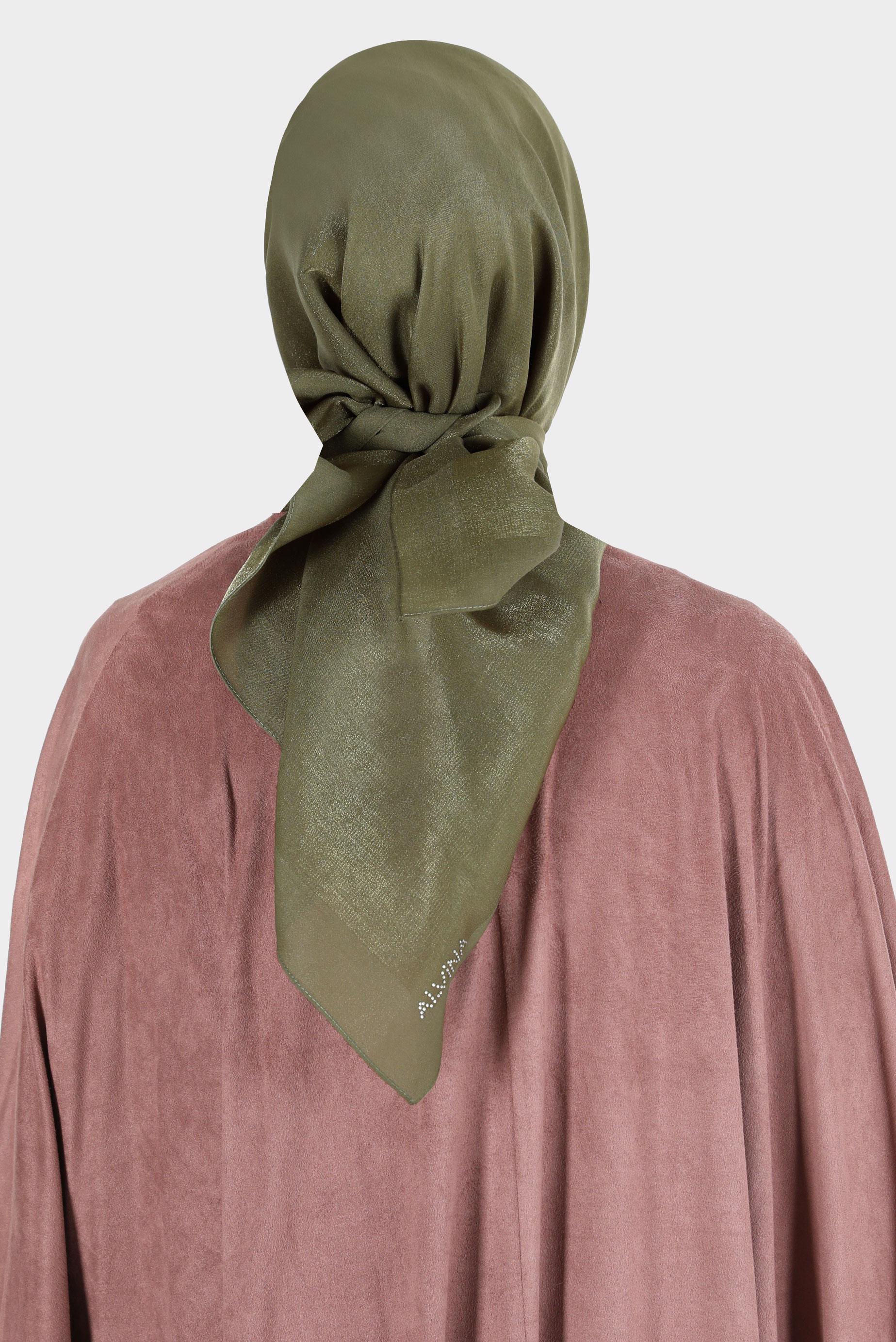 Tesettür giyim HAKİ ALVİNA PARILTI BANTLI EŞARP 8126