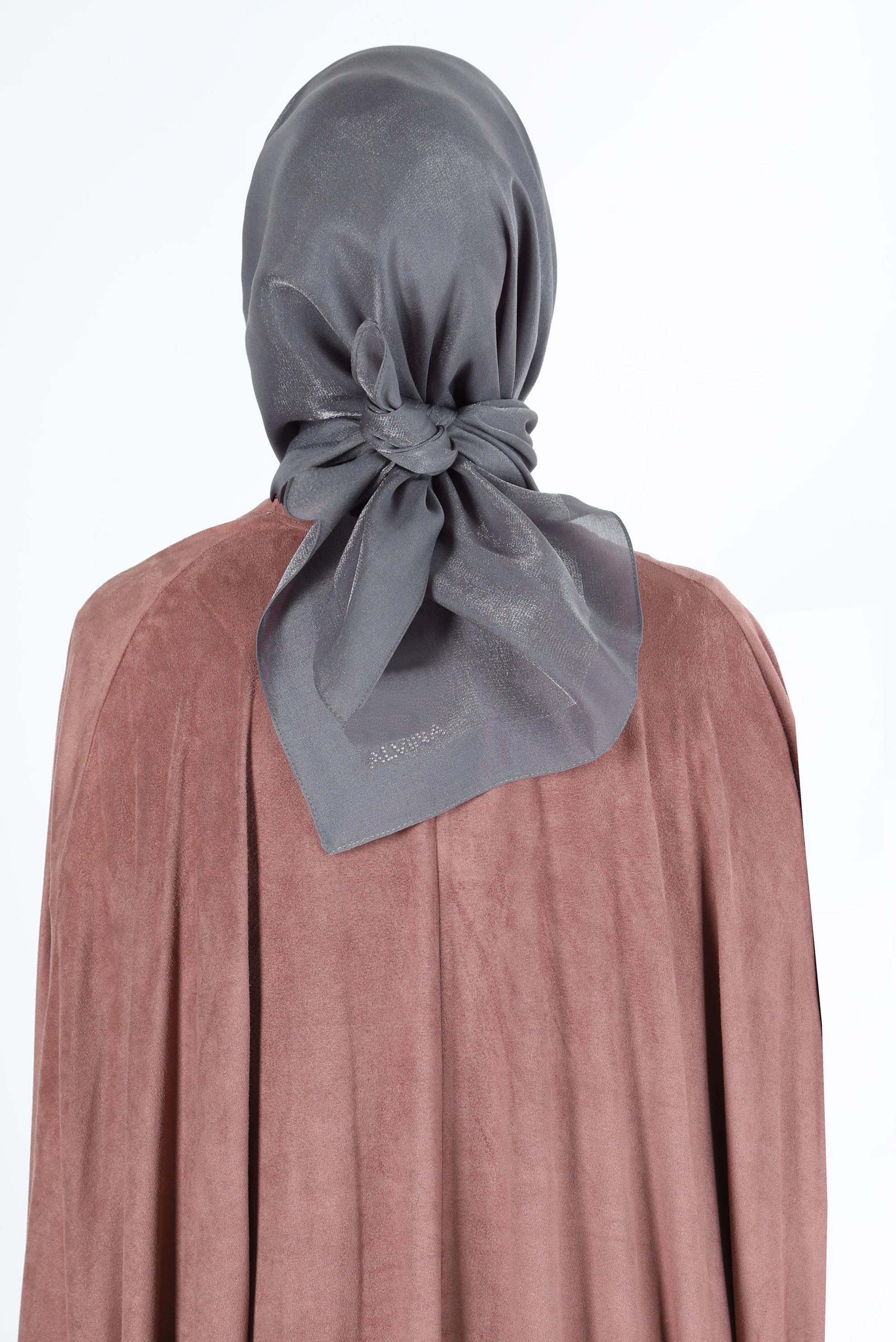 Tesettür giyim GRİ ALVİNA PARILTI BANTLI EŞARP 8126