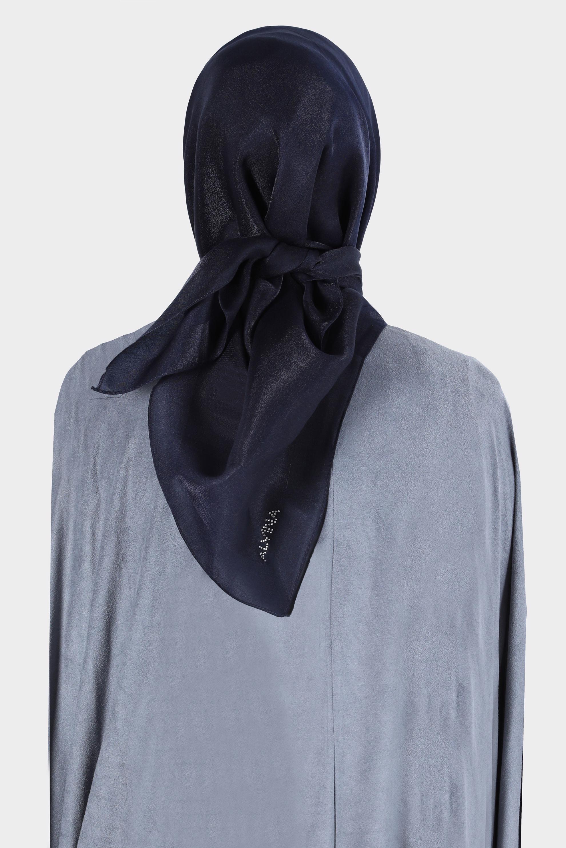 Tesettür giyim LACİVERT ALVİNA PARILTI BANTLI EŞARP 8126