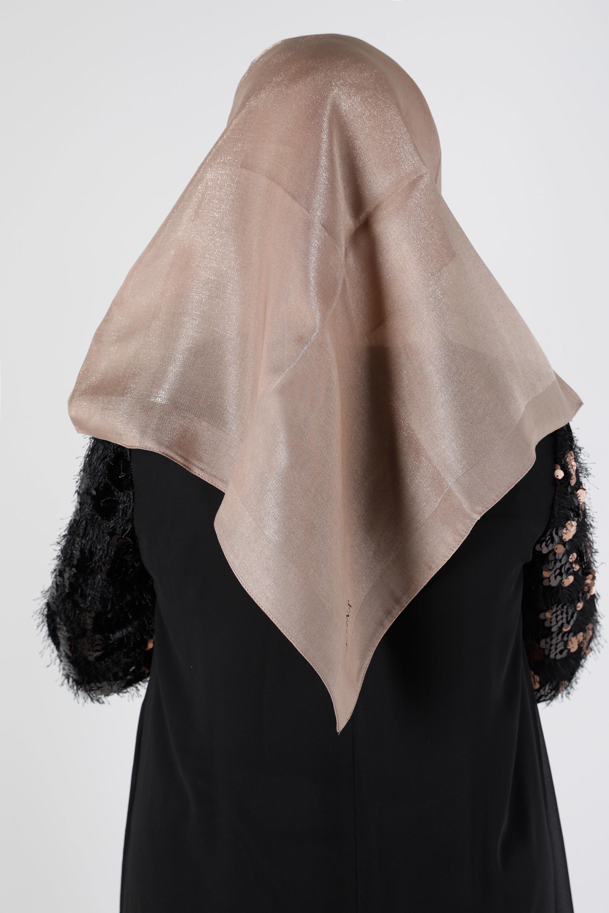 Tesettür giyim KAHVE ALVİNA PARILTI BANTLI EŞARP 8126