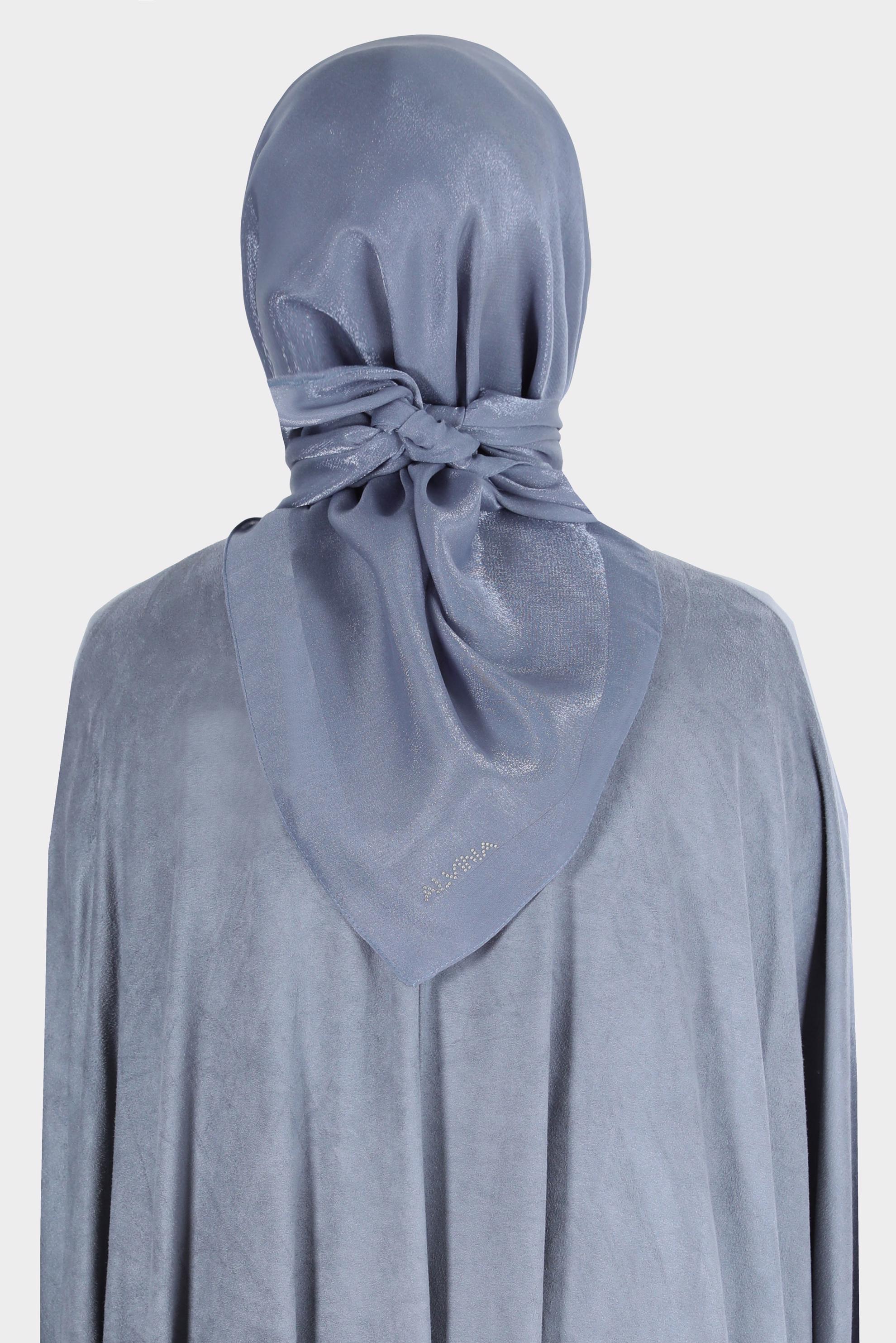 Tesettür giyim LACİVERT ALVİNA PARILTI BANTLI EŞARP 8126