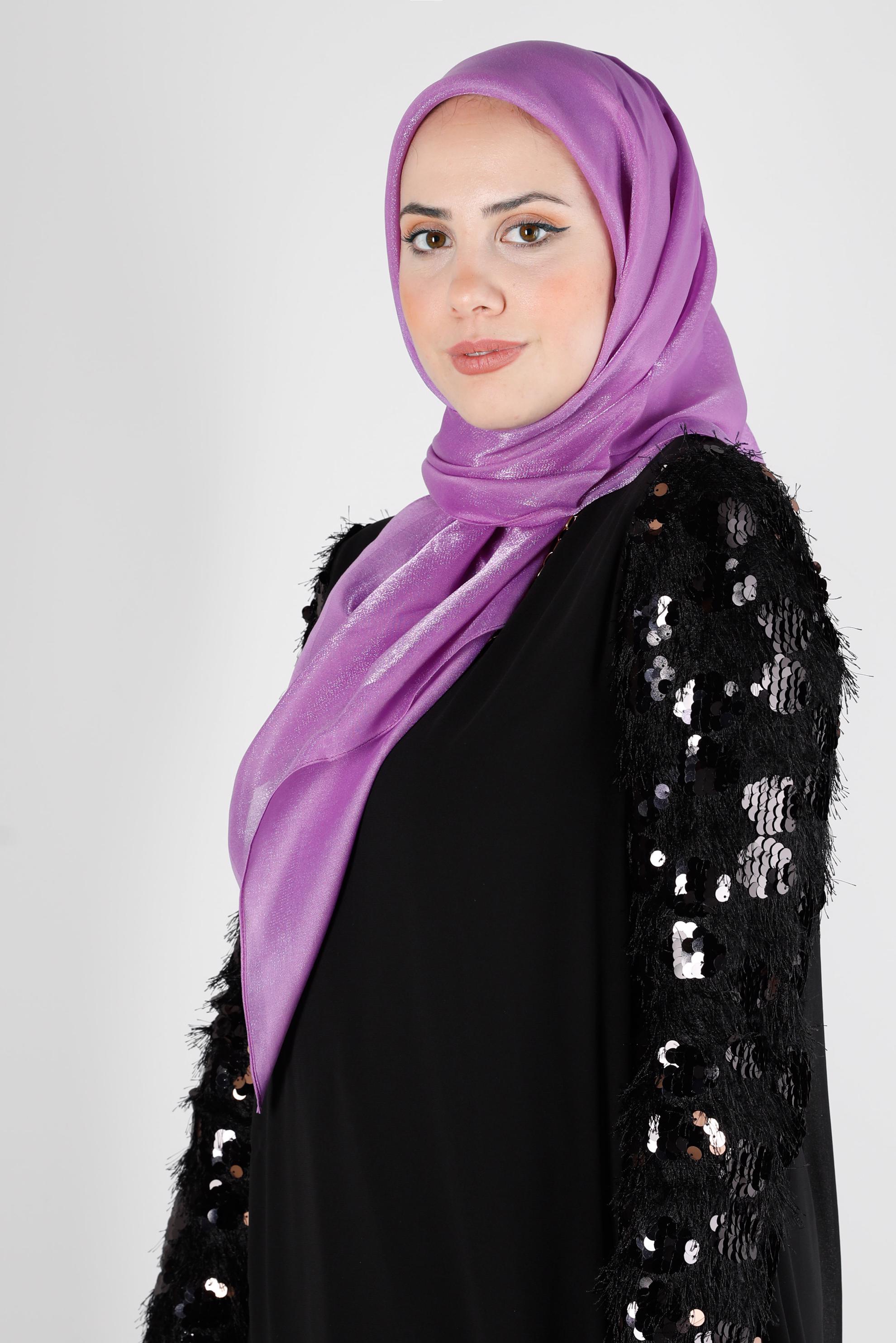 Tesettür giyim SİYAH ALVİNA PARILTI BANTLI EŞARP 8126