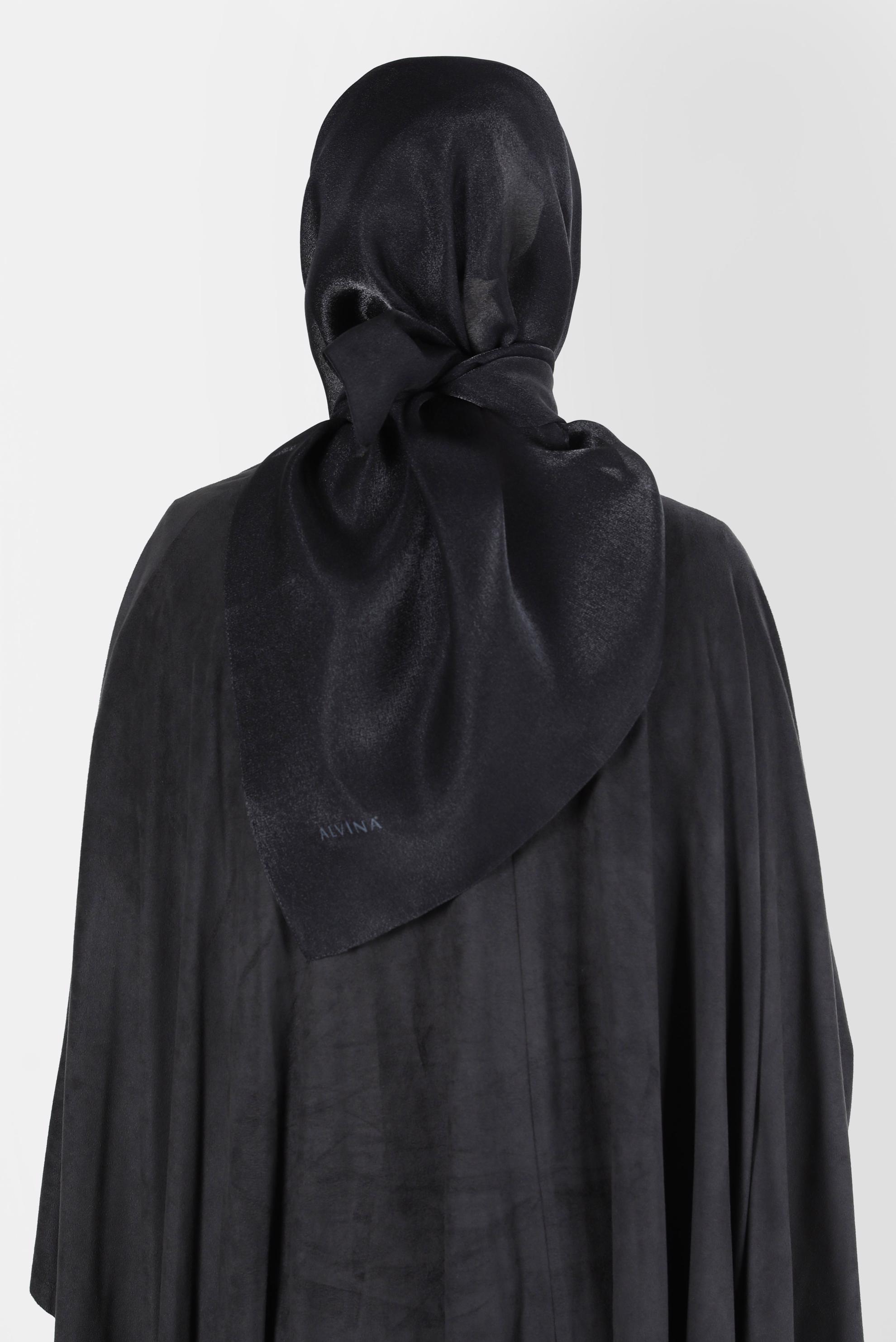 Tesettür giyim SİYAH ALVİNA ÜÇİPLİK EFEKTLİ EŞARP 8127 