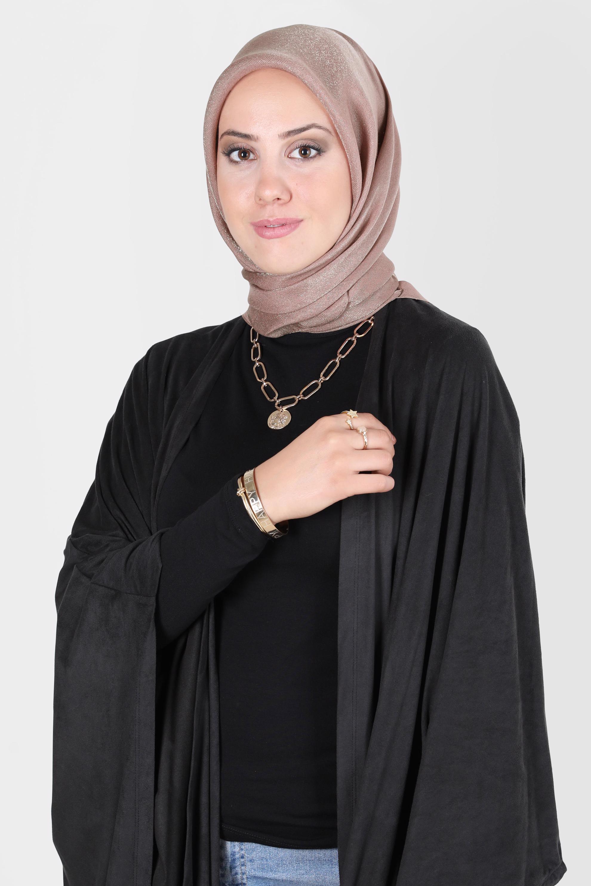 Tesettür giyim BEJ ALVİNA ÜÇİPLİK EFEKTLİ EŞARP 8127 