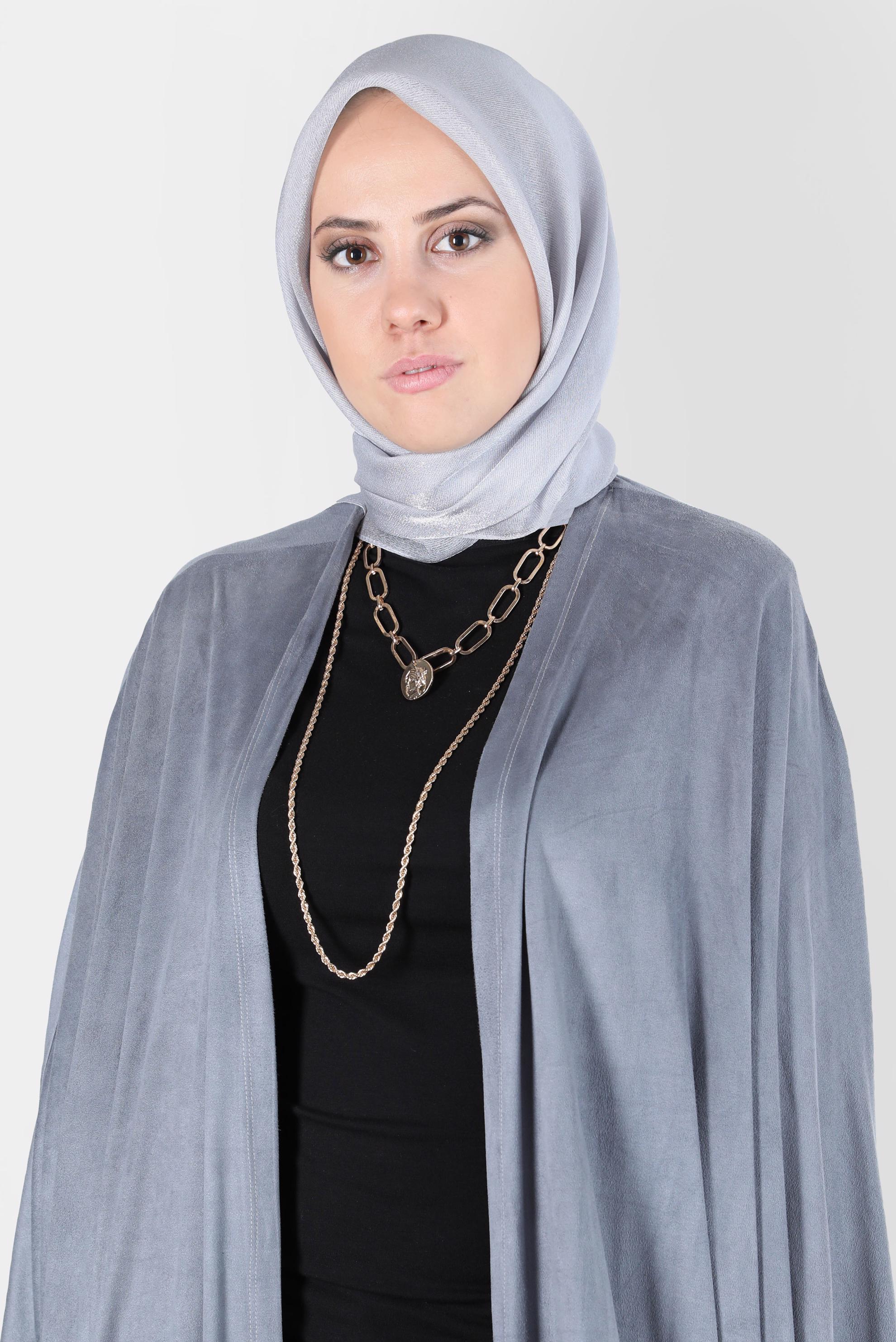 Tesettür giyim GRİ ALVİNA ÜÇİPLİK EFEKTLİ EŞARP 8127 