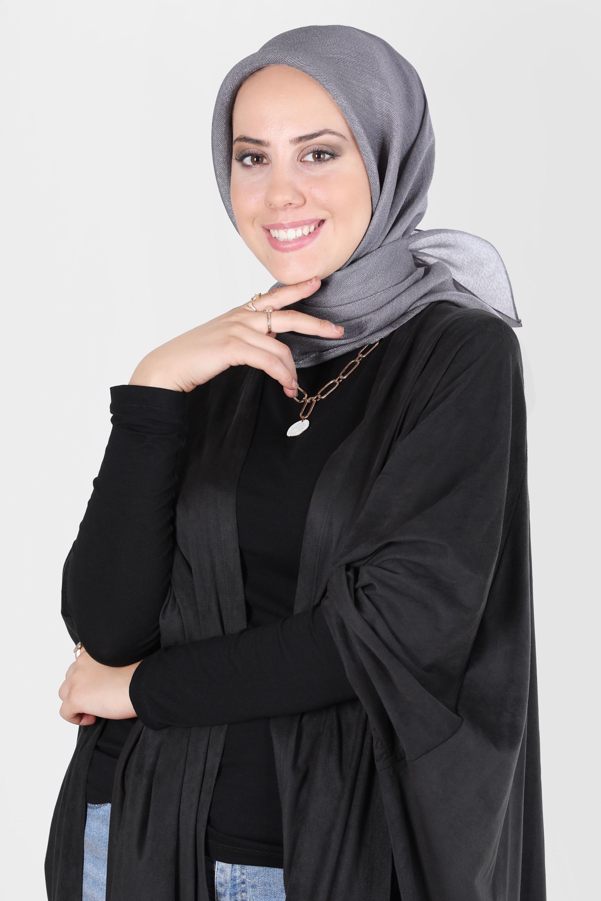 Tesettür giyim GRİ ALVİNA ÜÇİPLİK EFEKTLİ EŞARP 8127 