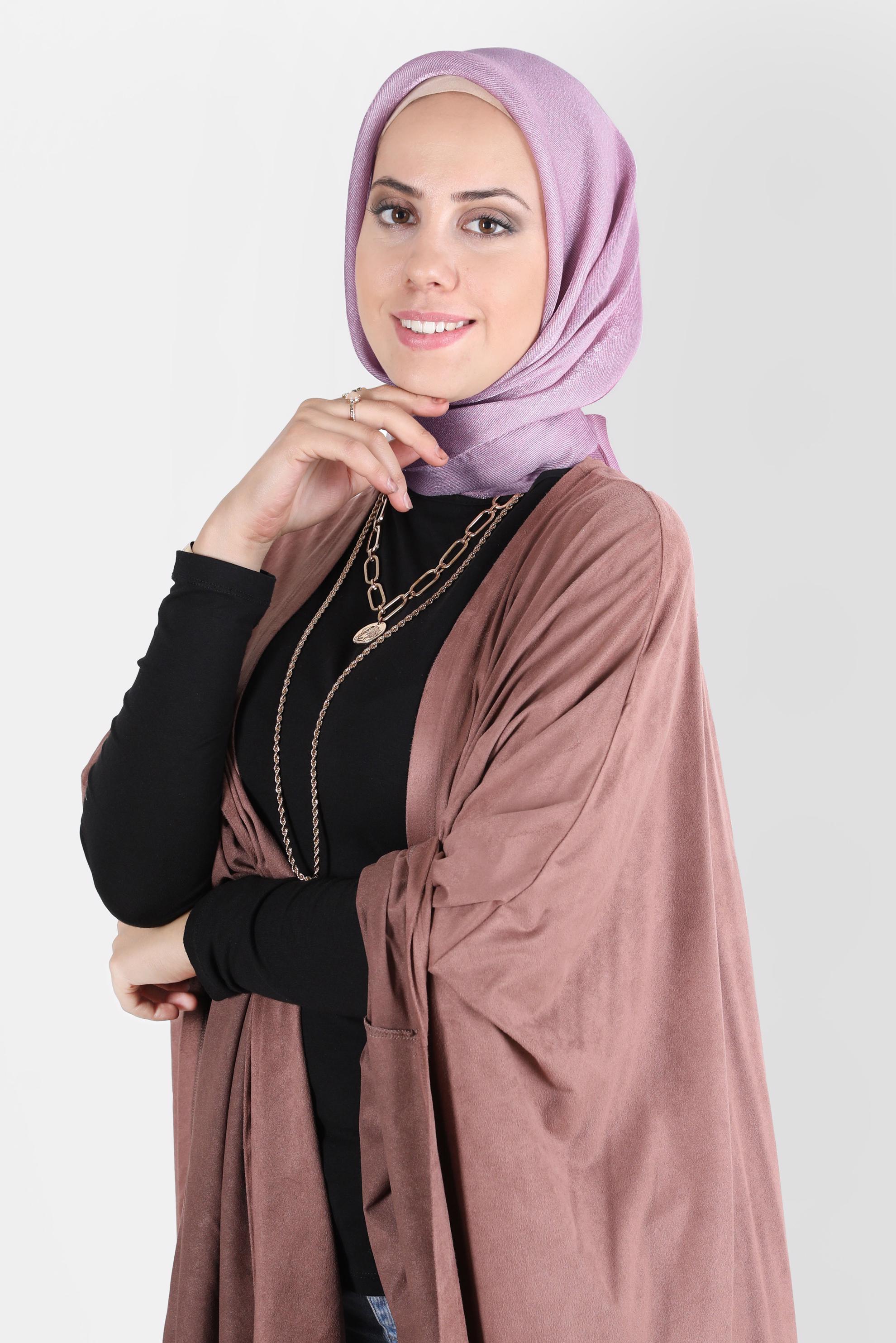 Tesettür giyim PUDRA ALVİNA ÜÇİPLİK EFEKTLİ EŞARP 8127 