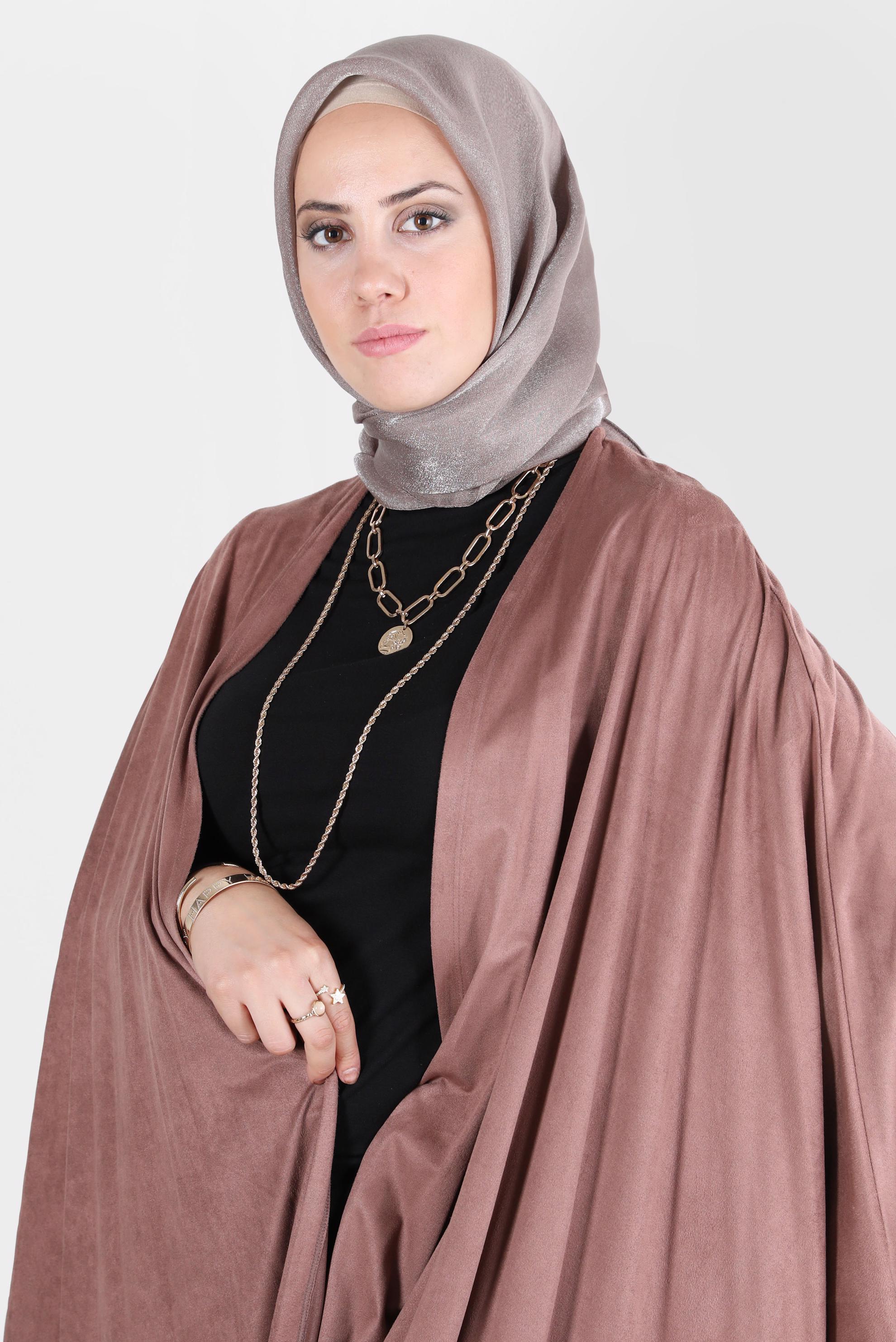 Tesettür giyim VİZON ALVİNA ÜÇİPLİK EFEKTLİ EŞARP 8127 