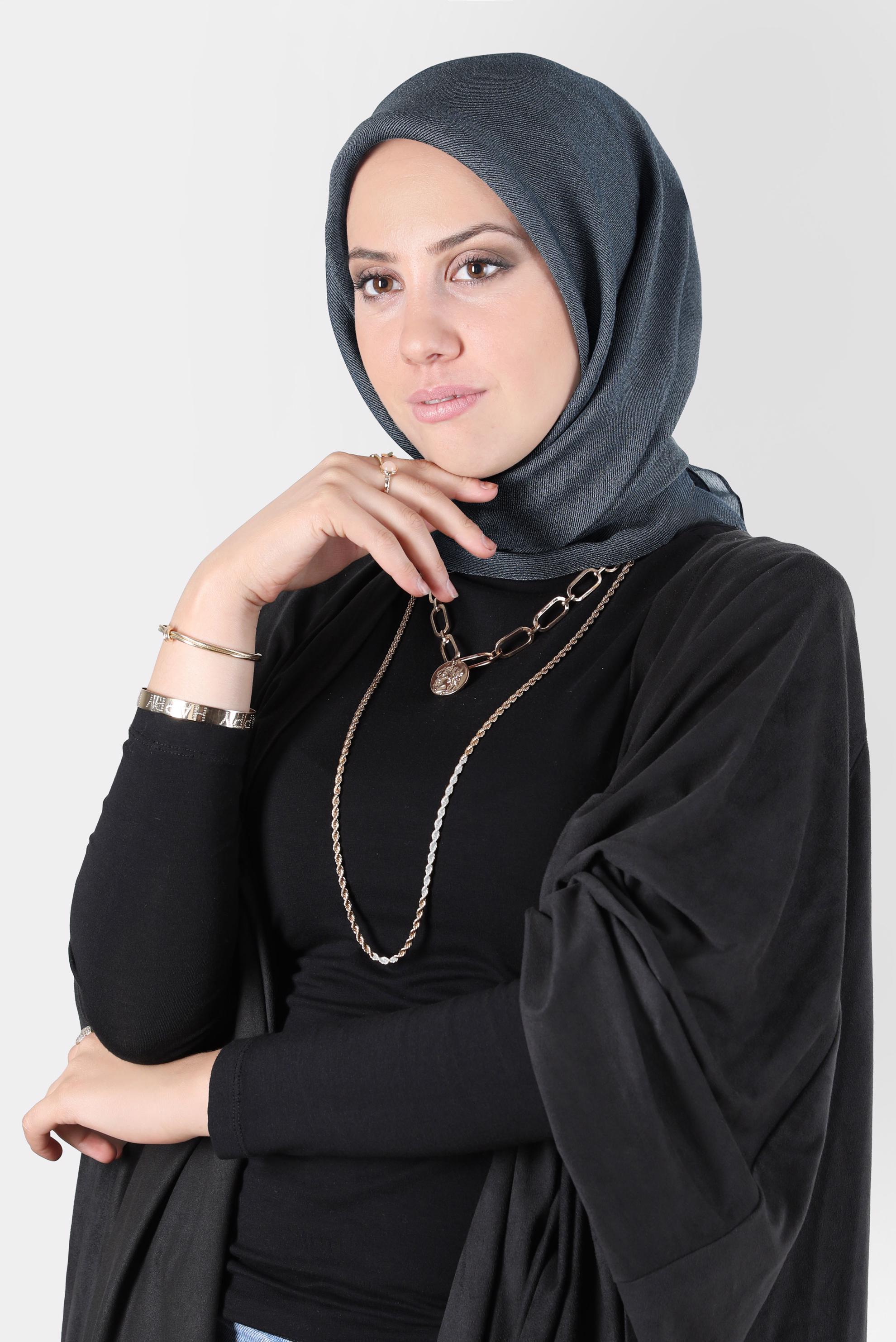 Tesettür giyim LACİVERT ALVİNA ÜÇİPLİK EFEKTLİ EŞARP 8127 