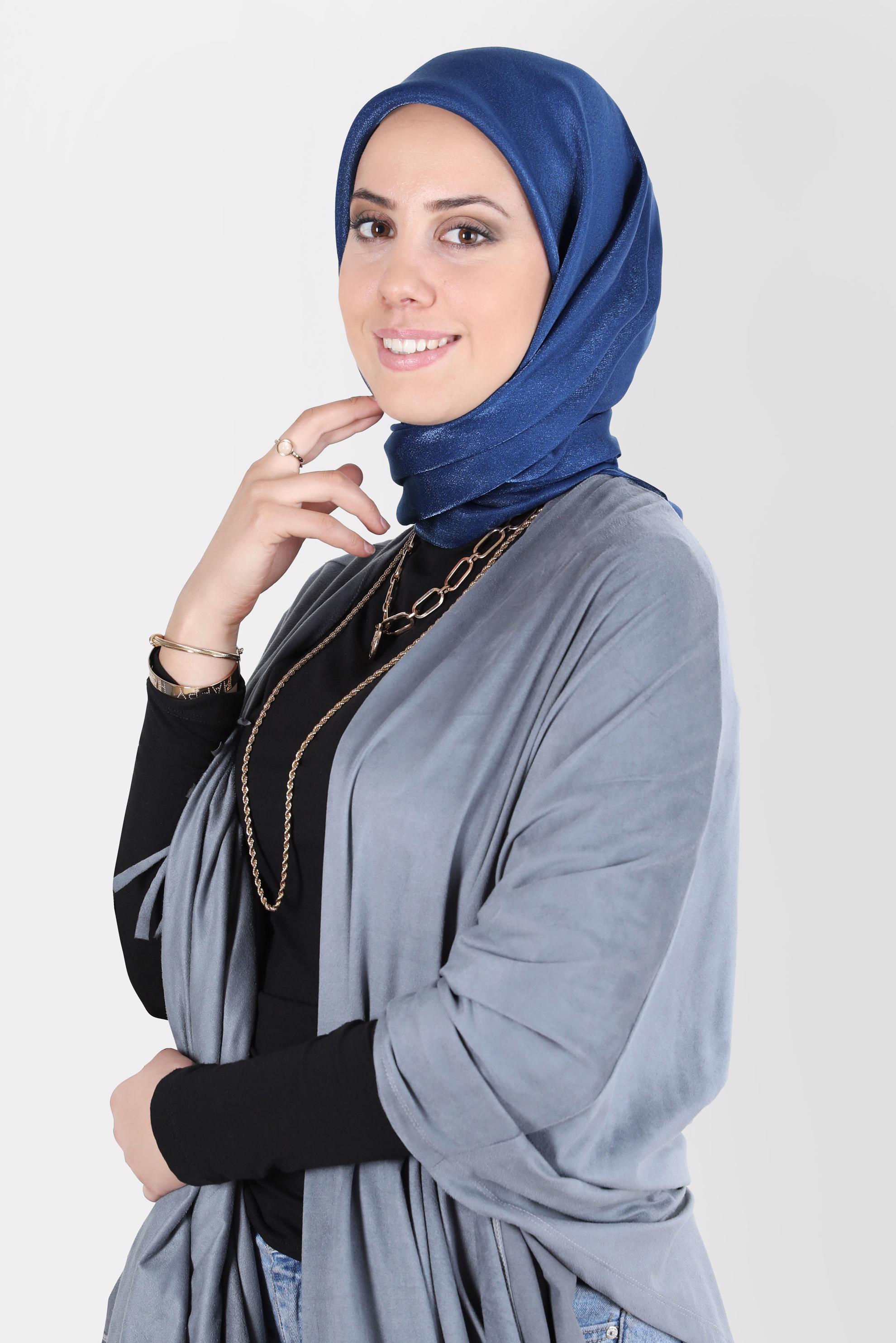 Tesettür giyim LACİVERT ALVİNA ÜÇİPLİK EFEKTLİ EŞARP 8127 