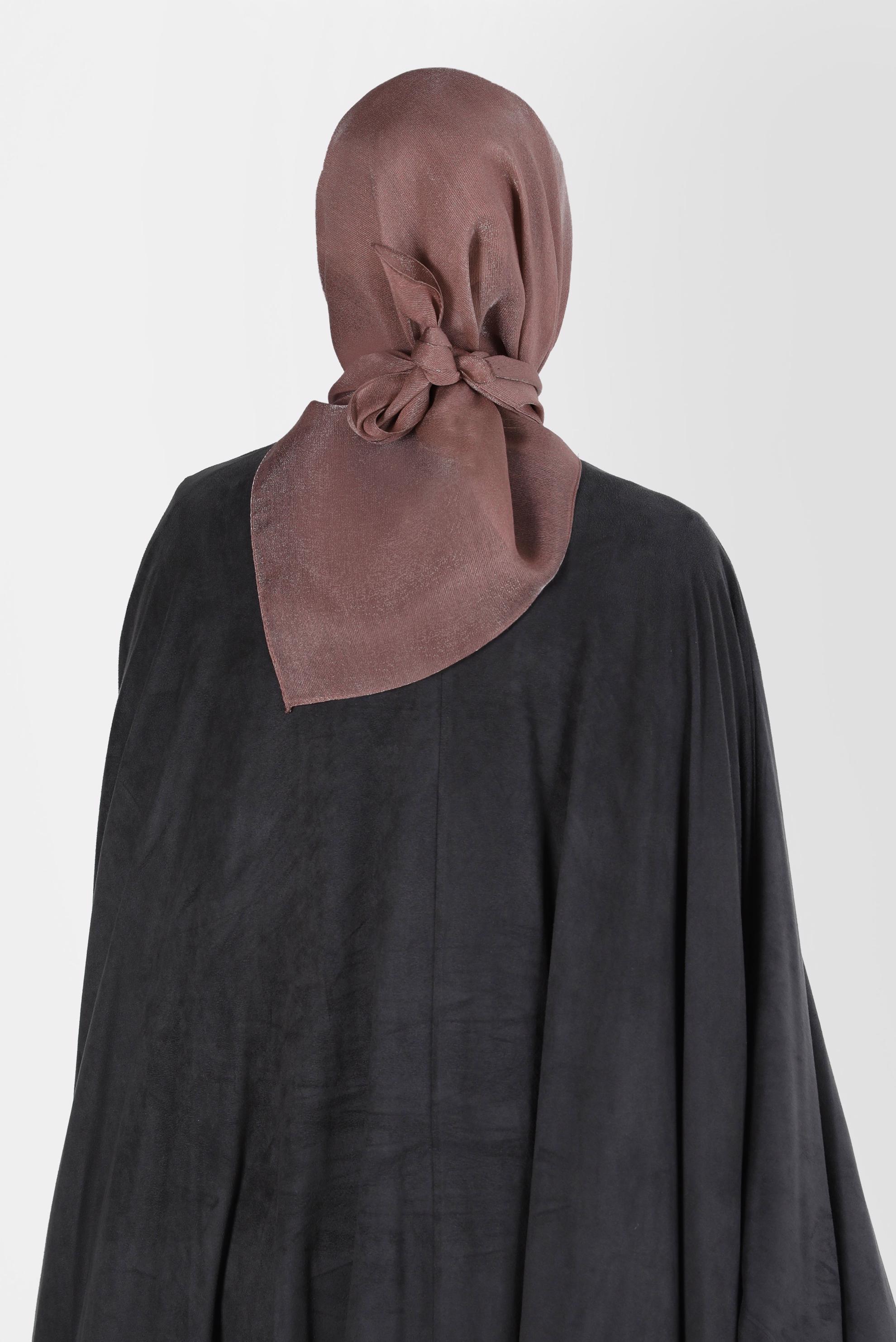 Tesettür giyim VİZON ALVİNA ÜÇİPLİK EFEKTLİ EŞARP 8127 