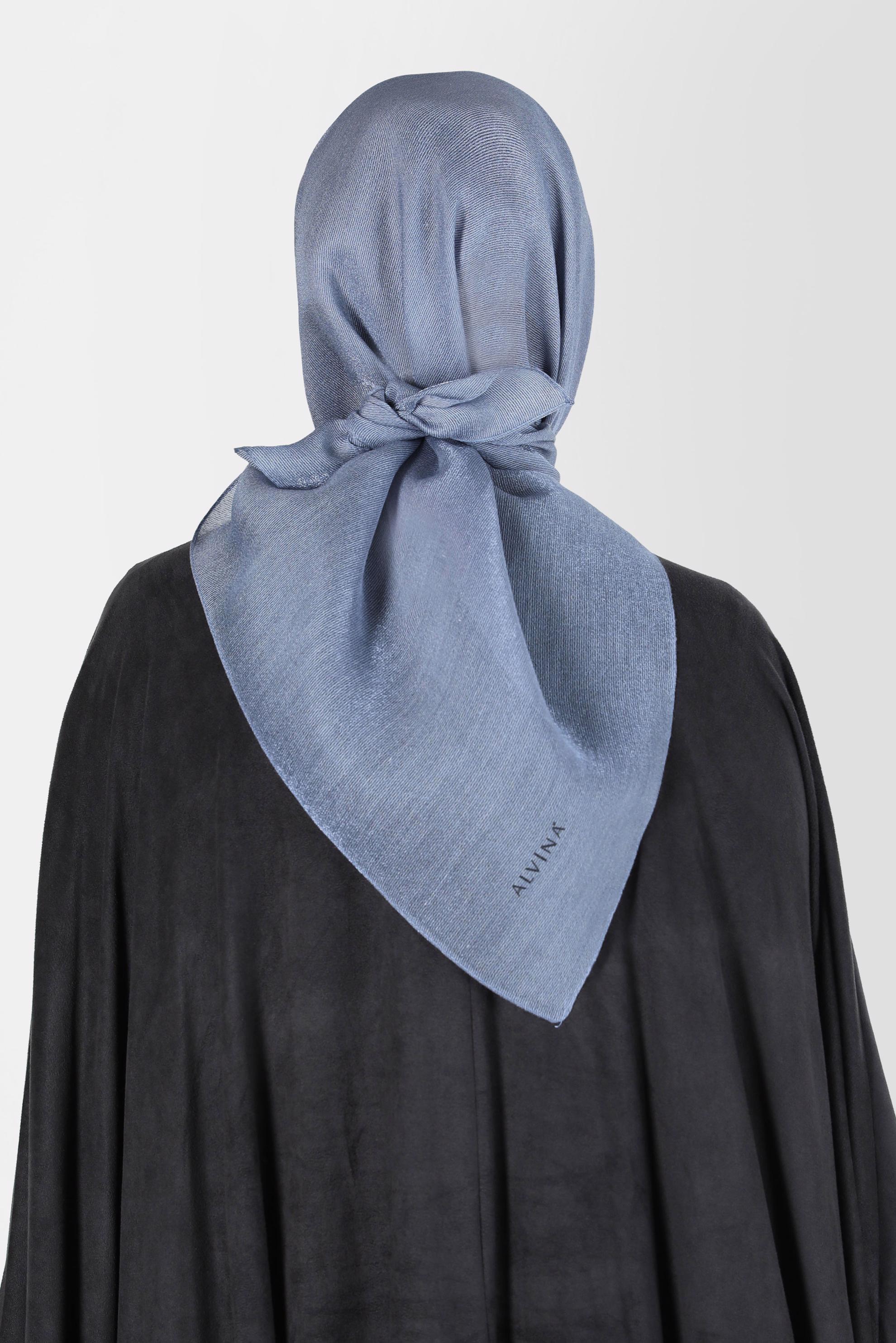 Tesettür giyim MAVİ ALVİNA ÜÇİPLİK EFEKTLİ EŞARP 8127 