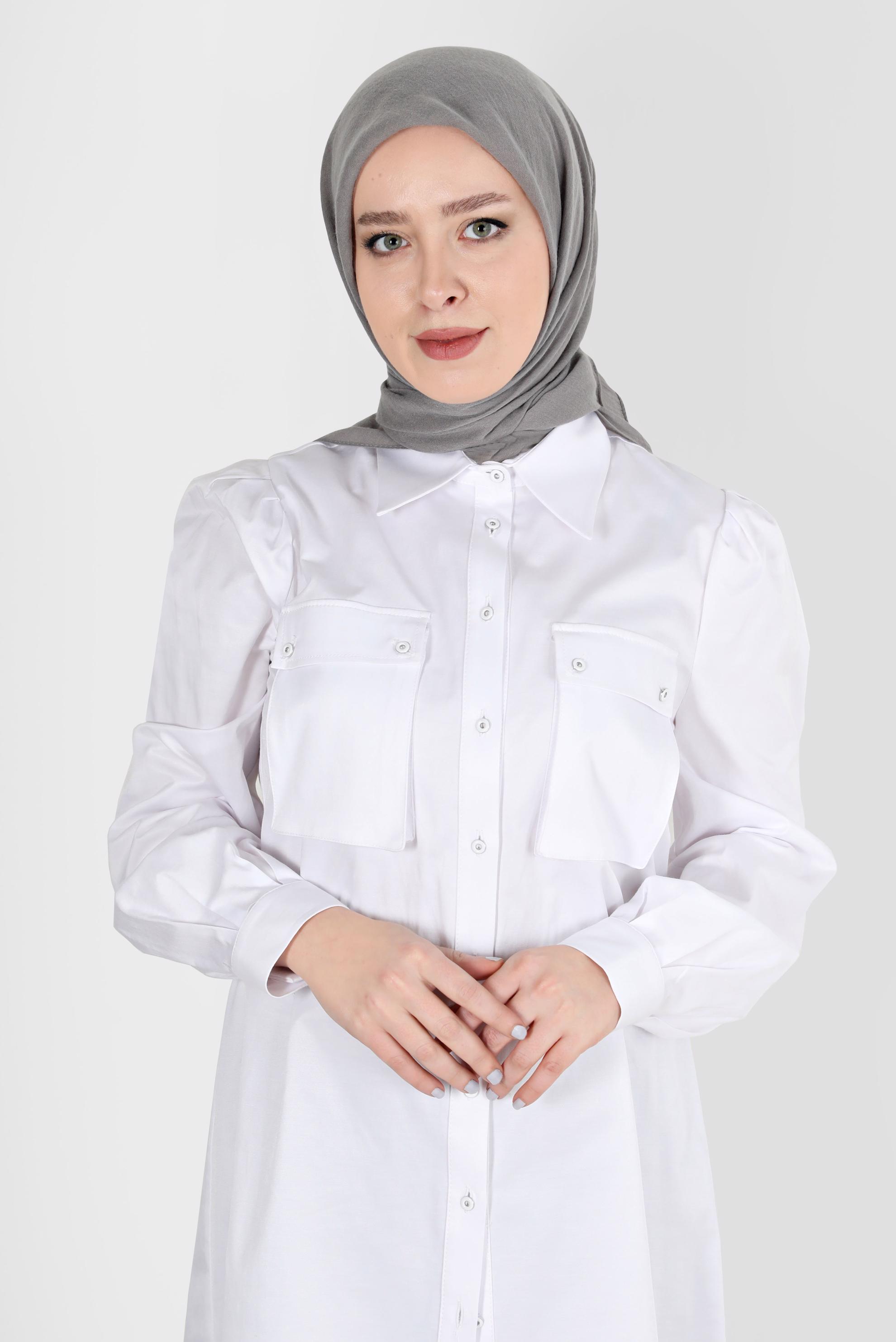 Tesettür giyim GRİ ALVİNA PAMUK EŞARP 8130 