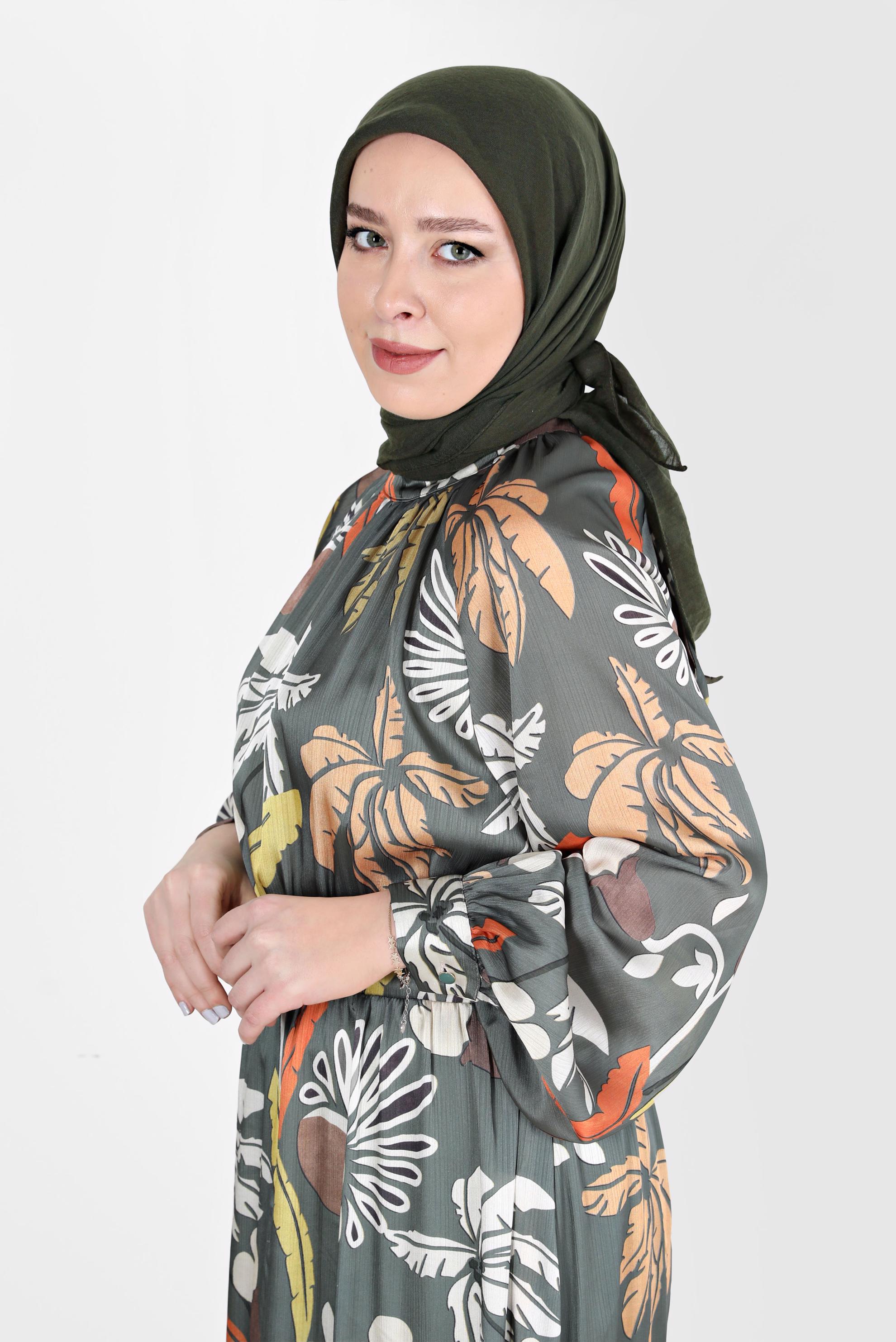 Tesettür giyim HAKİ ALVİNA PAMUK EŞARP 8130 