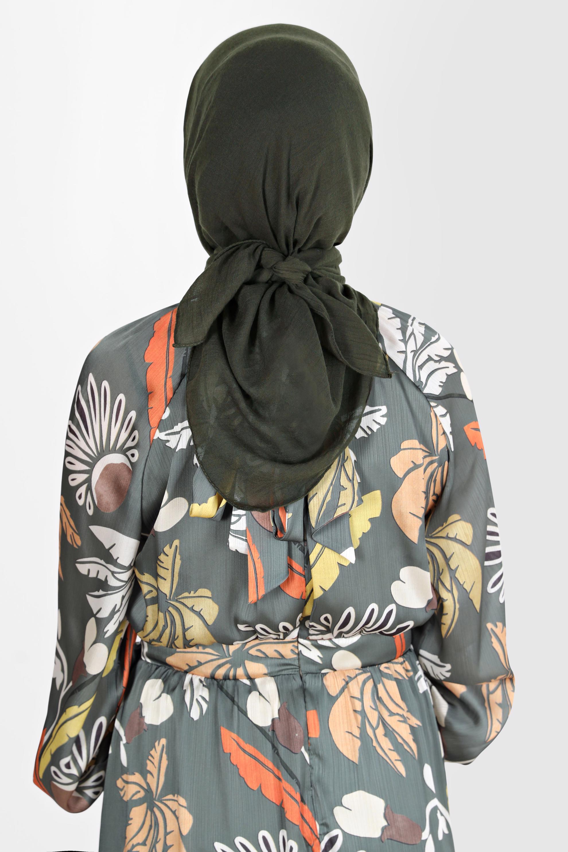 Tesettür giyim HAKİ ALVİNA PAMUK EŞARP 8130 