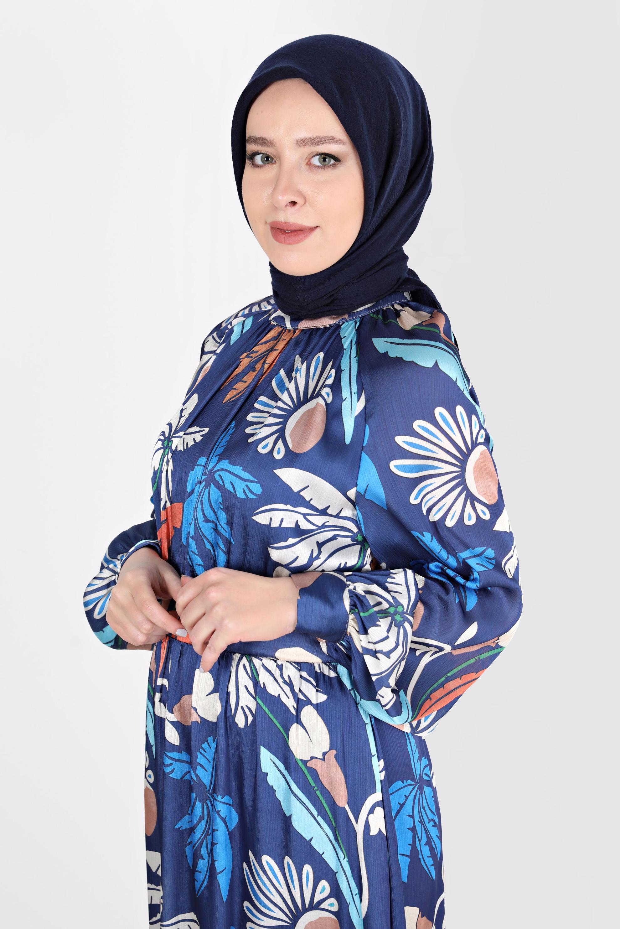 Tesettür giyim LACİVERT ALVİNA PAMUK EŞARP 8130 