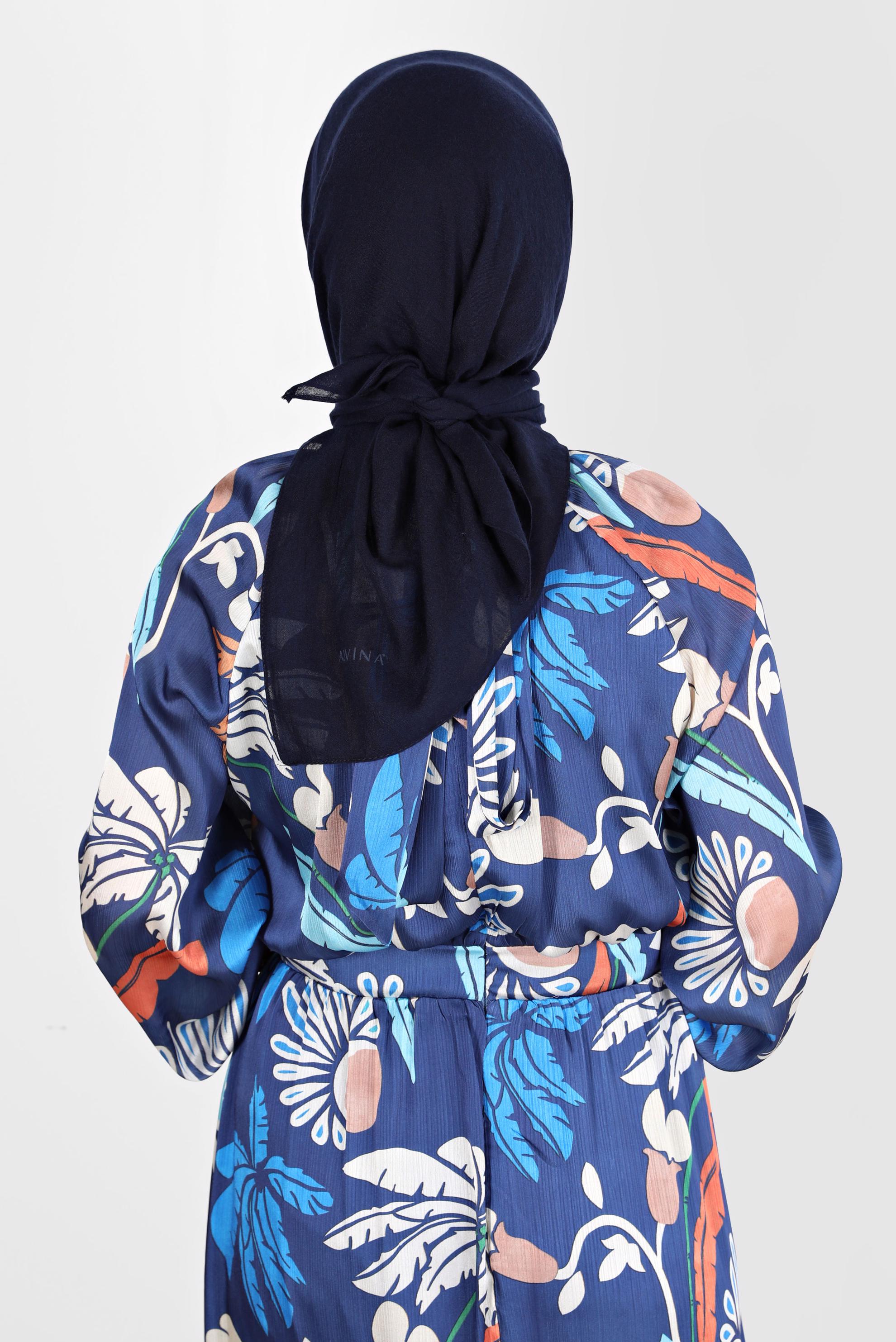 Tesettür giyim LACİVERT ALVİNA PAMUK EŞARP 8130 