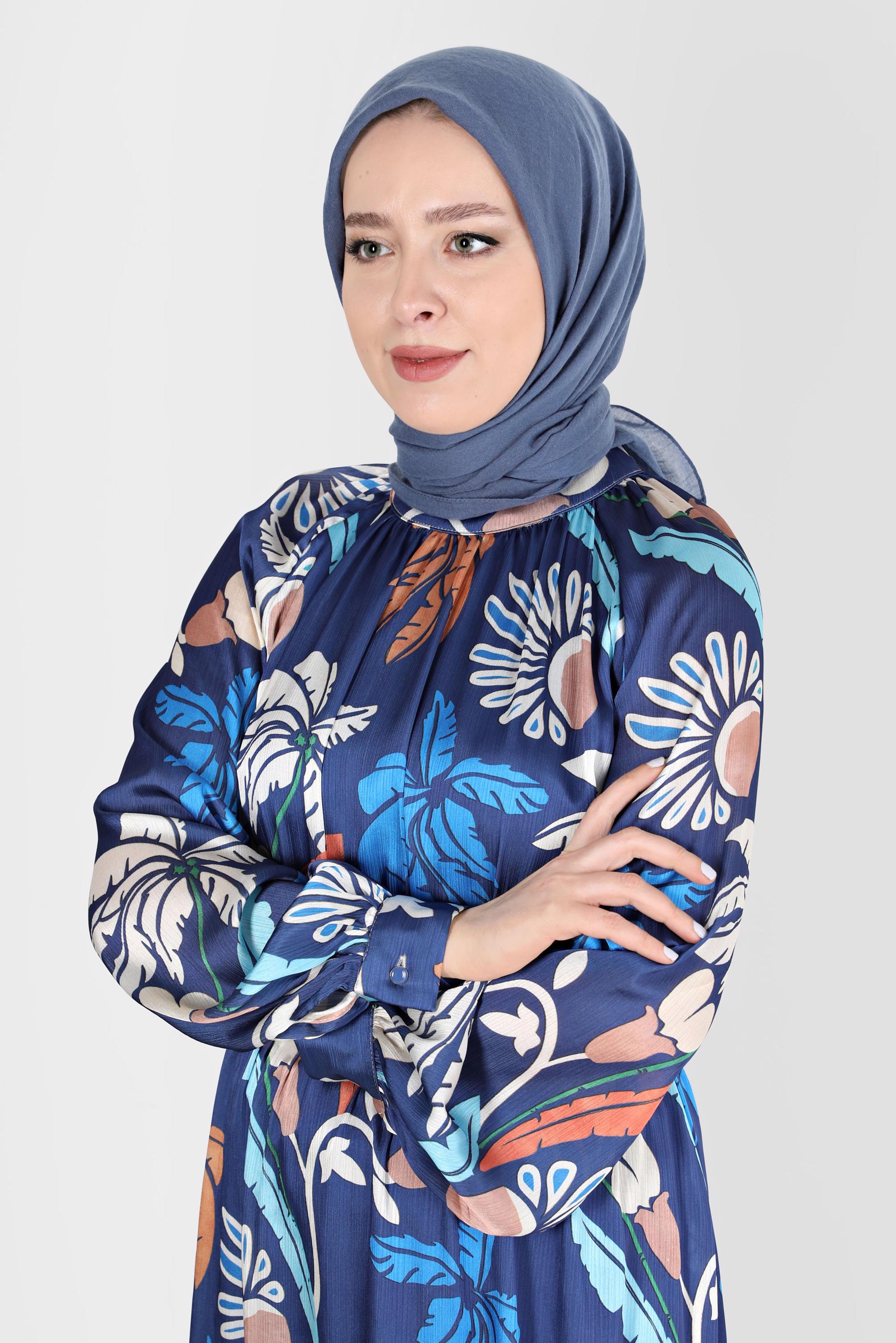 Tesettür giyim LACİVERT ALVİNA PAMUK EŞARP 8130 