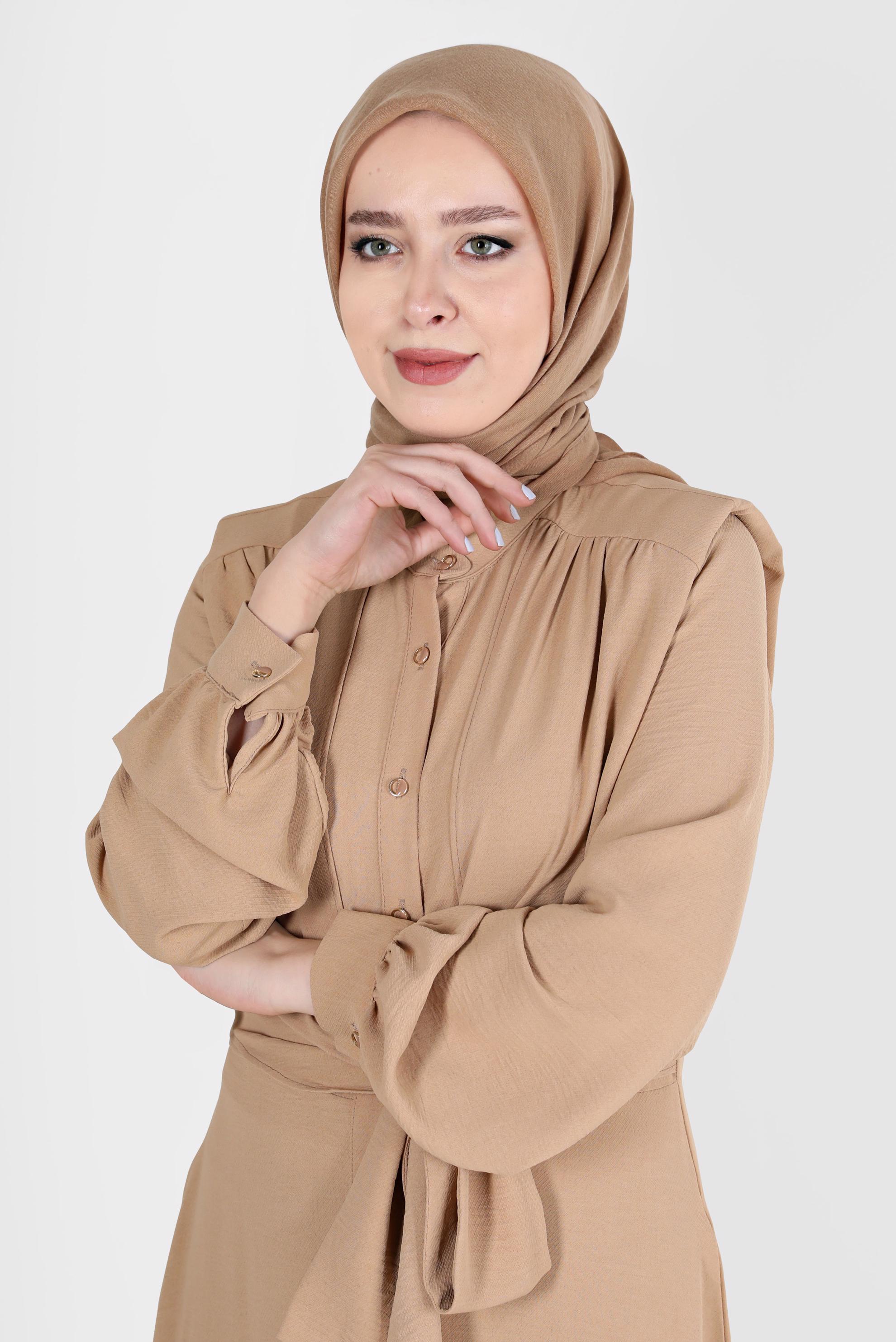 Tesettür giyim KAHVE ALVİNA PAMUK EŞARP 8130 