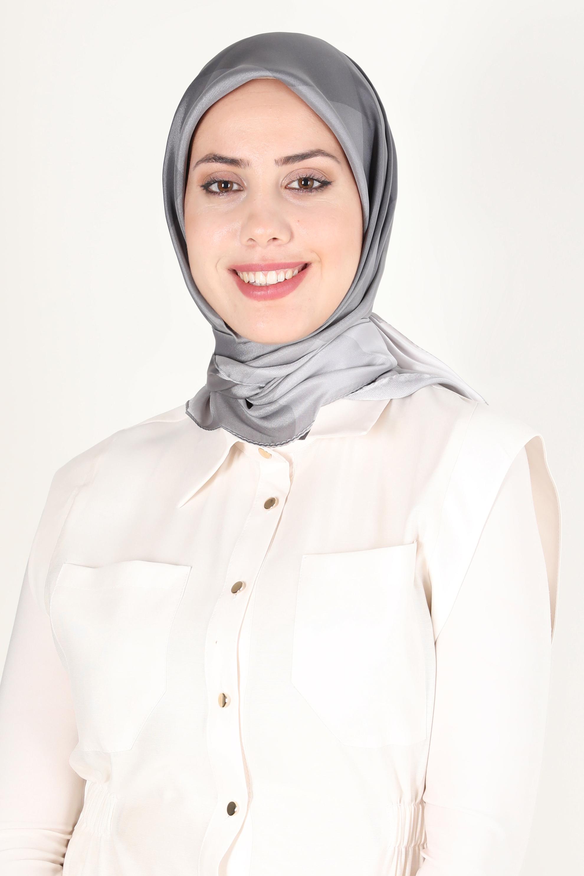 Tesettür giyim GRİ ALVİNA DESENLİ EŞARP 8131 