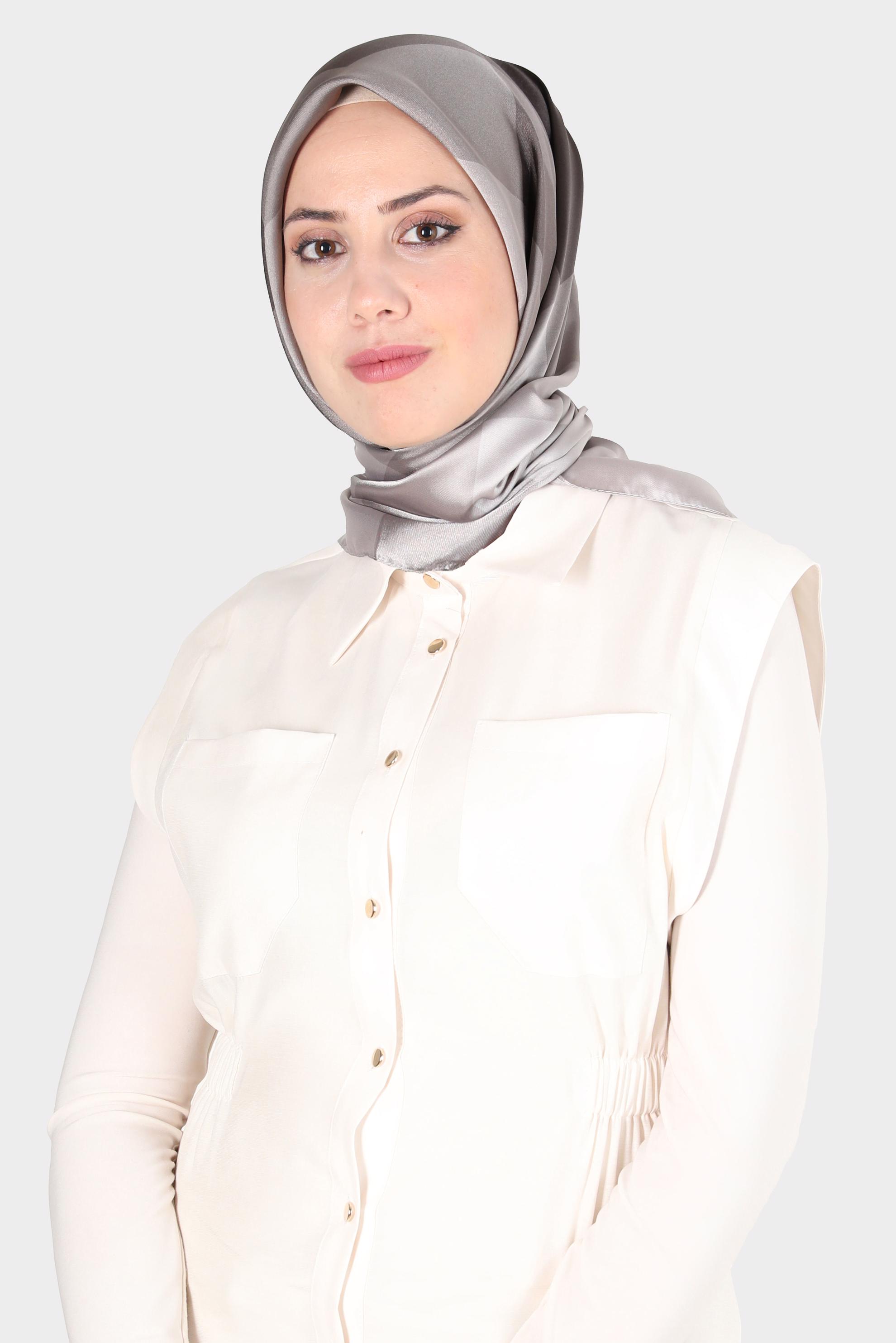 Tesettür giyim BEJ ALVİNA DESENLİ EŞARP 8131 