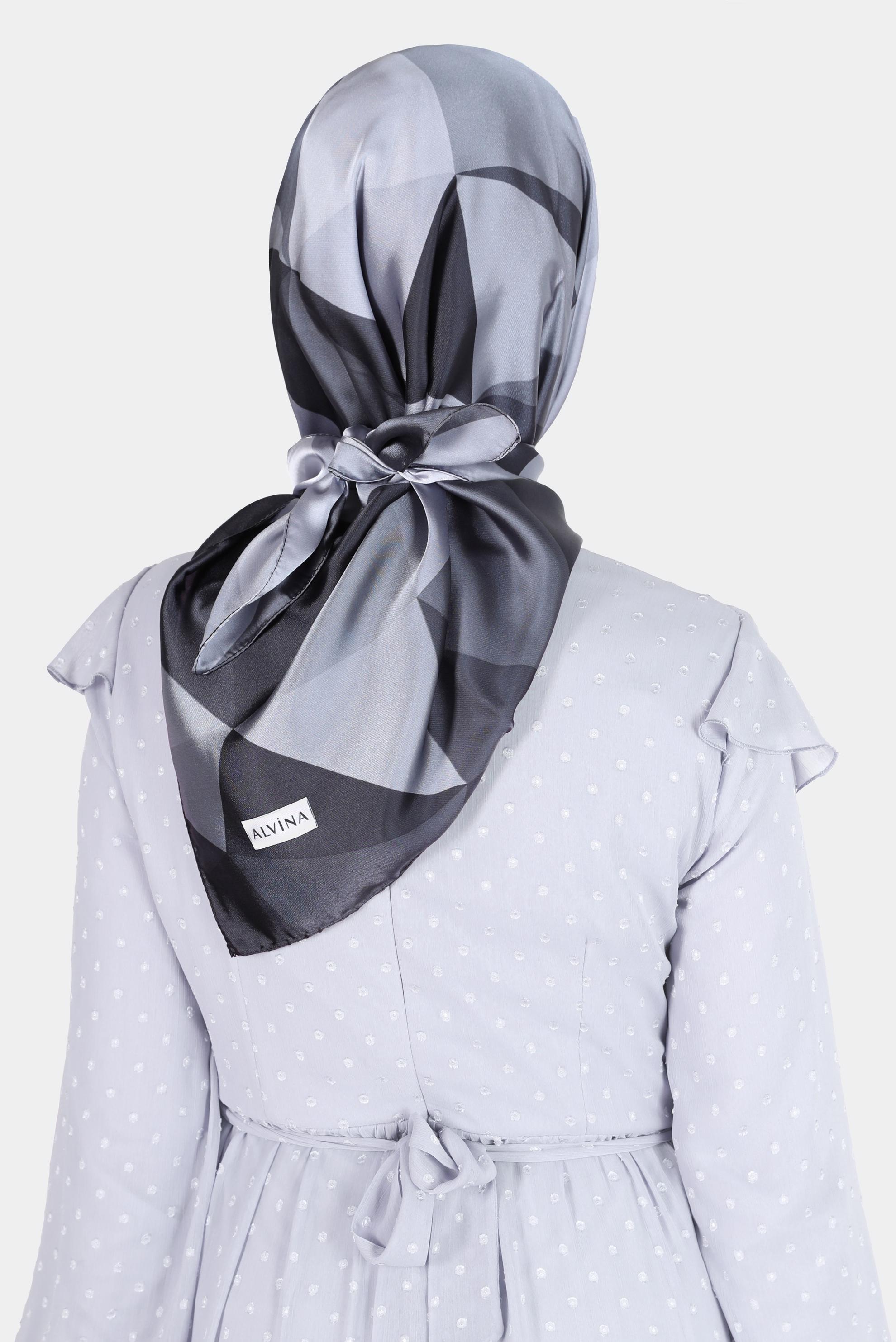 Tesettür giyim SİYAH ALVİNA DESENLİ EŞARP 8132 