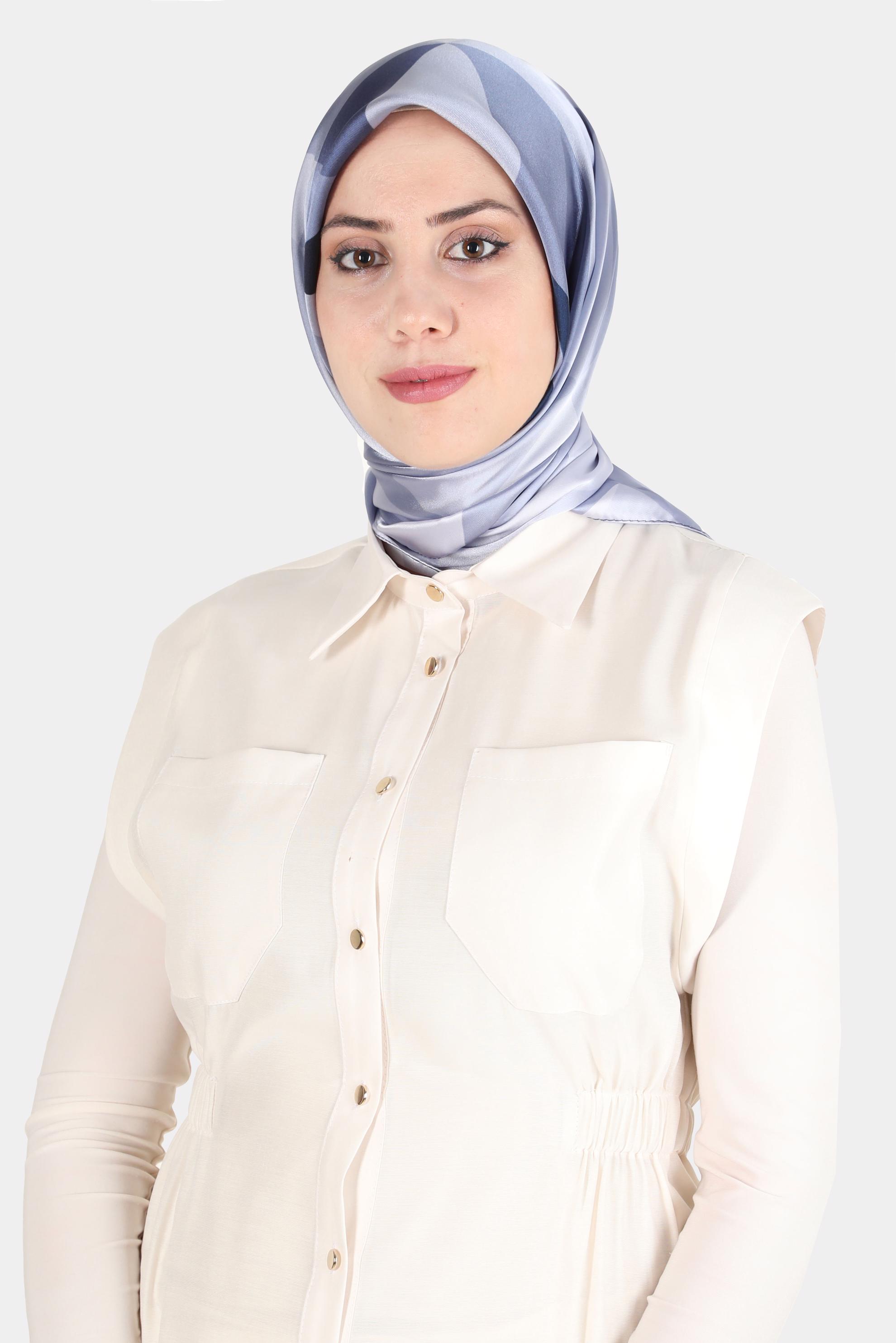 Tesettür giyim LACİVERT ALVİNA DESENLİ EŞARP 8132 