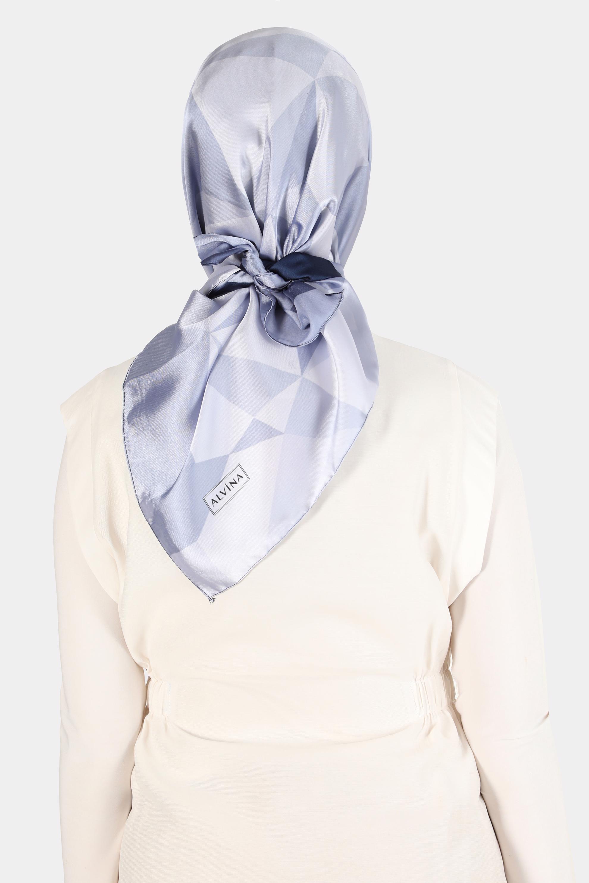 Tesettür giyim LACİVERT ALVİNA DESENLİ EŞARP 8132 