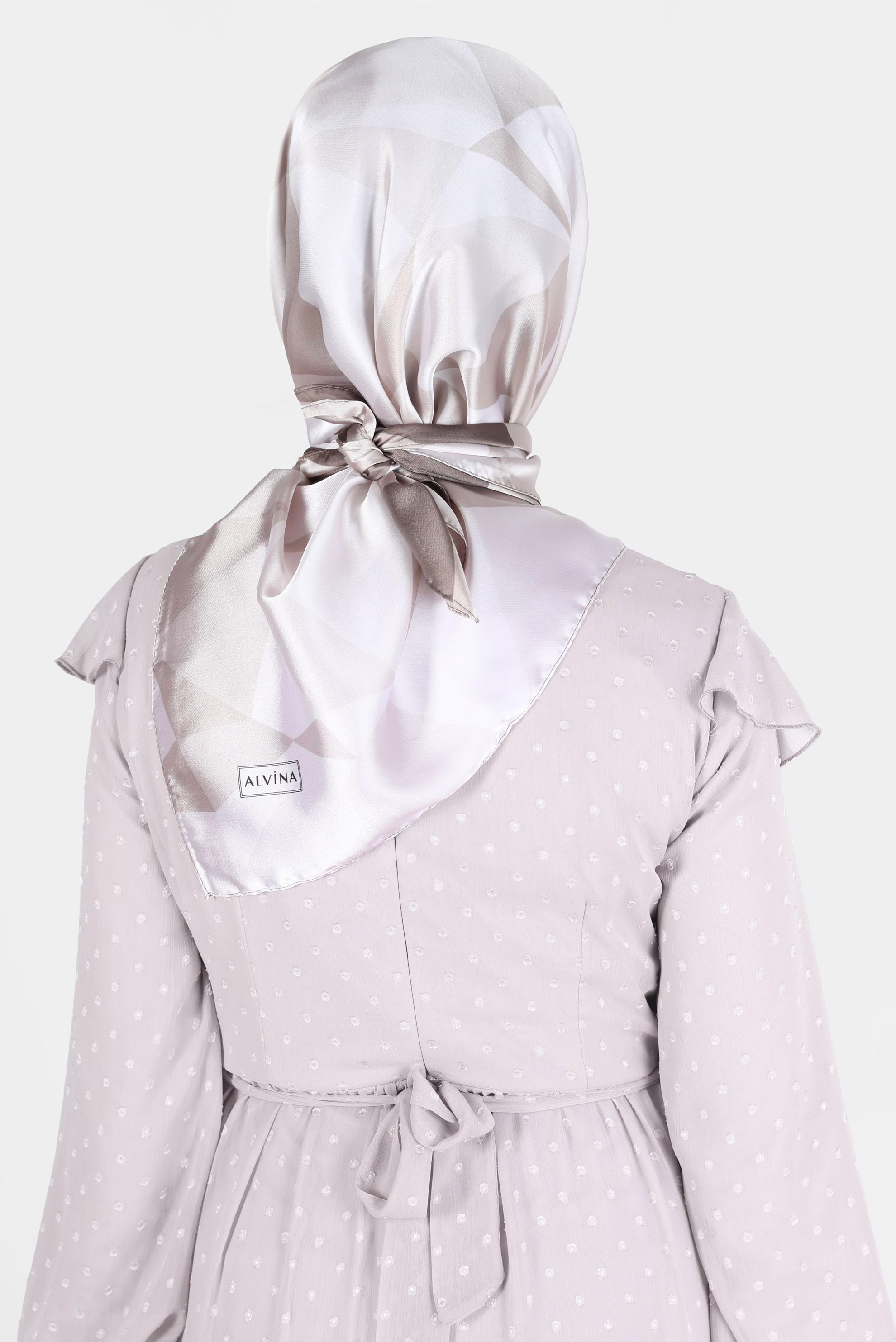 Tesettür giyim VİZON ALVİNA DESENLİ EŞARP 8132 