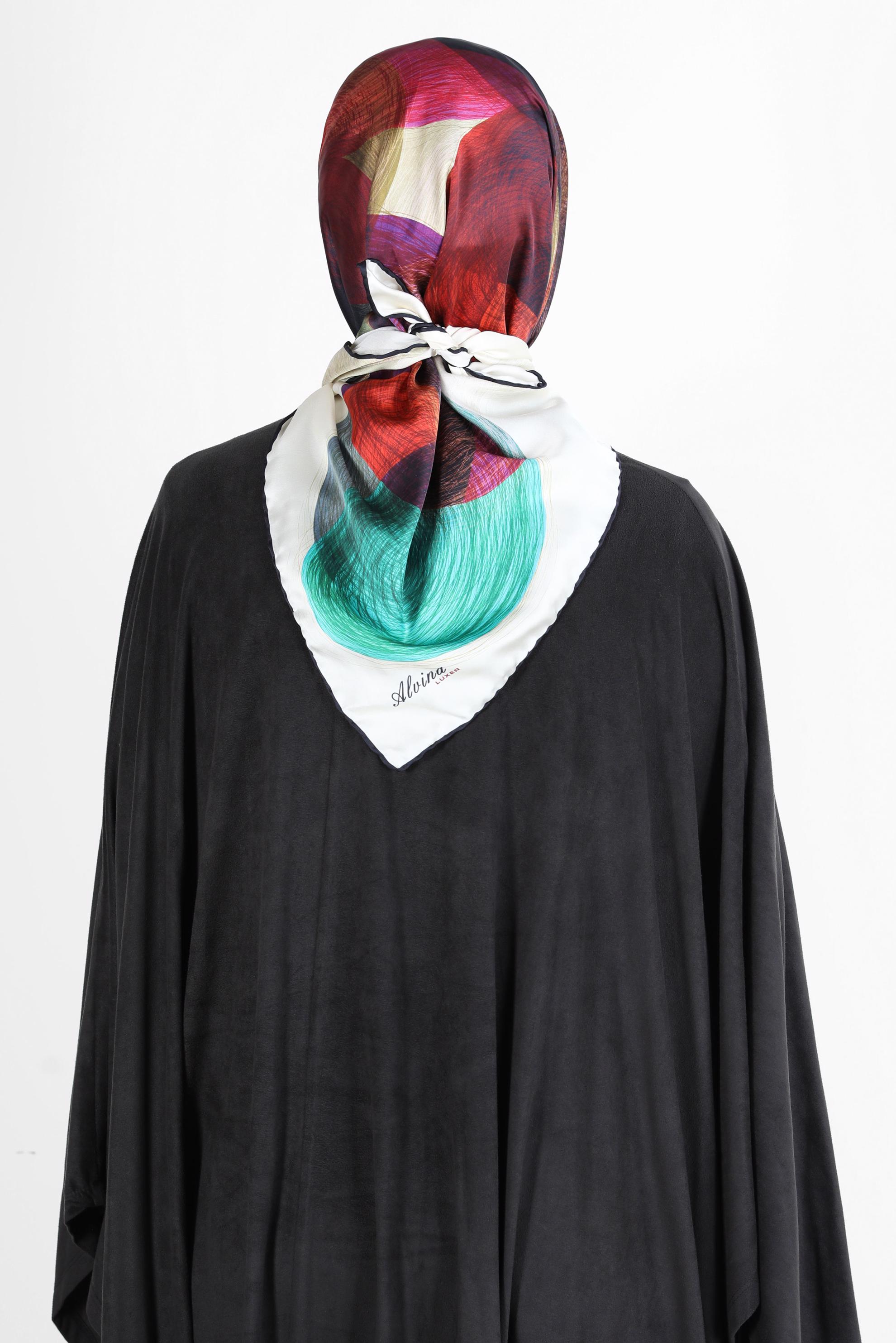 Tesettür giyim YEŞİL ALVİNA DİJİTAL SURA EŞARP 8133 