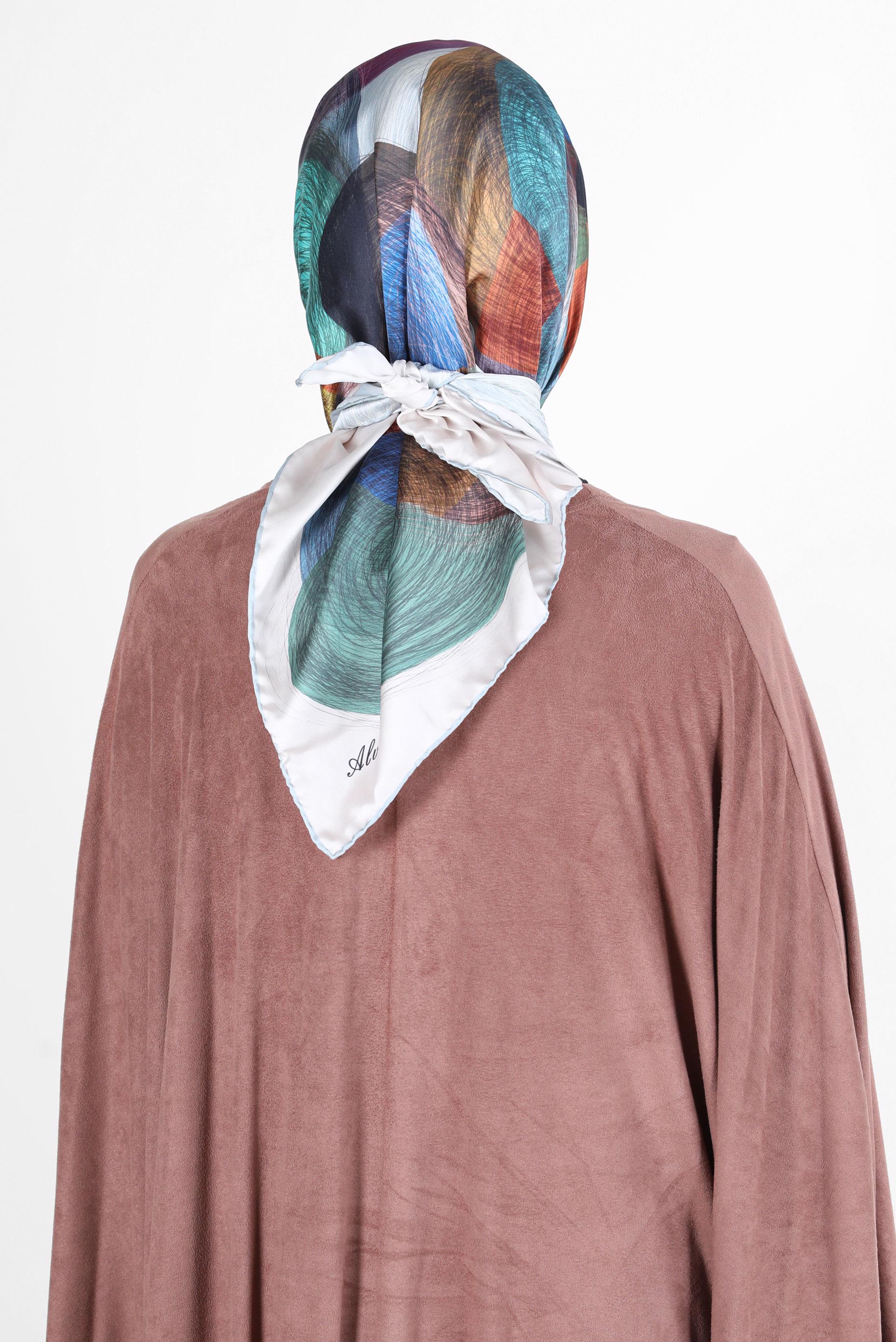 Tesettür giyim MAVİ ALVİNA DİJİTAL SURA EŞARP 8133 