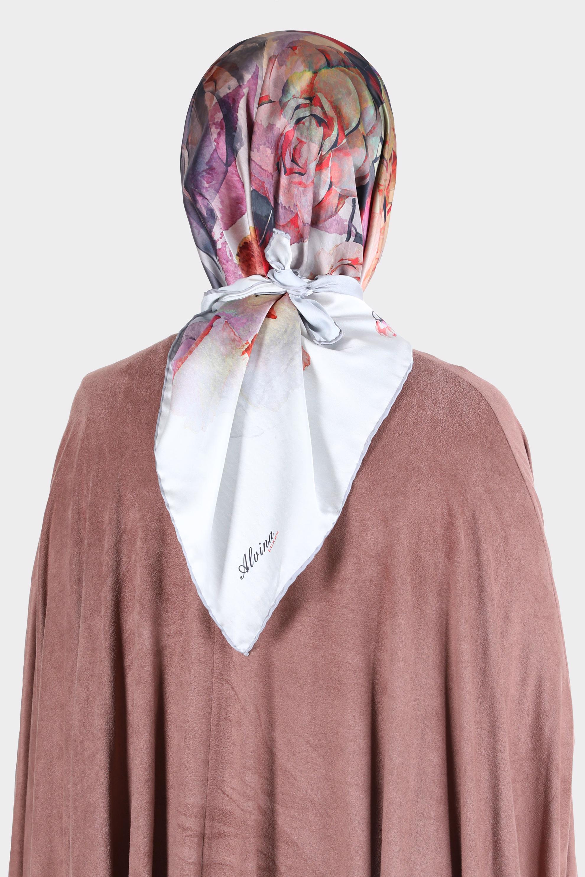 Tesettür giyim GRİ ALVİNA DİJİTAL SURA EŞARP 8134 