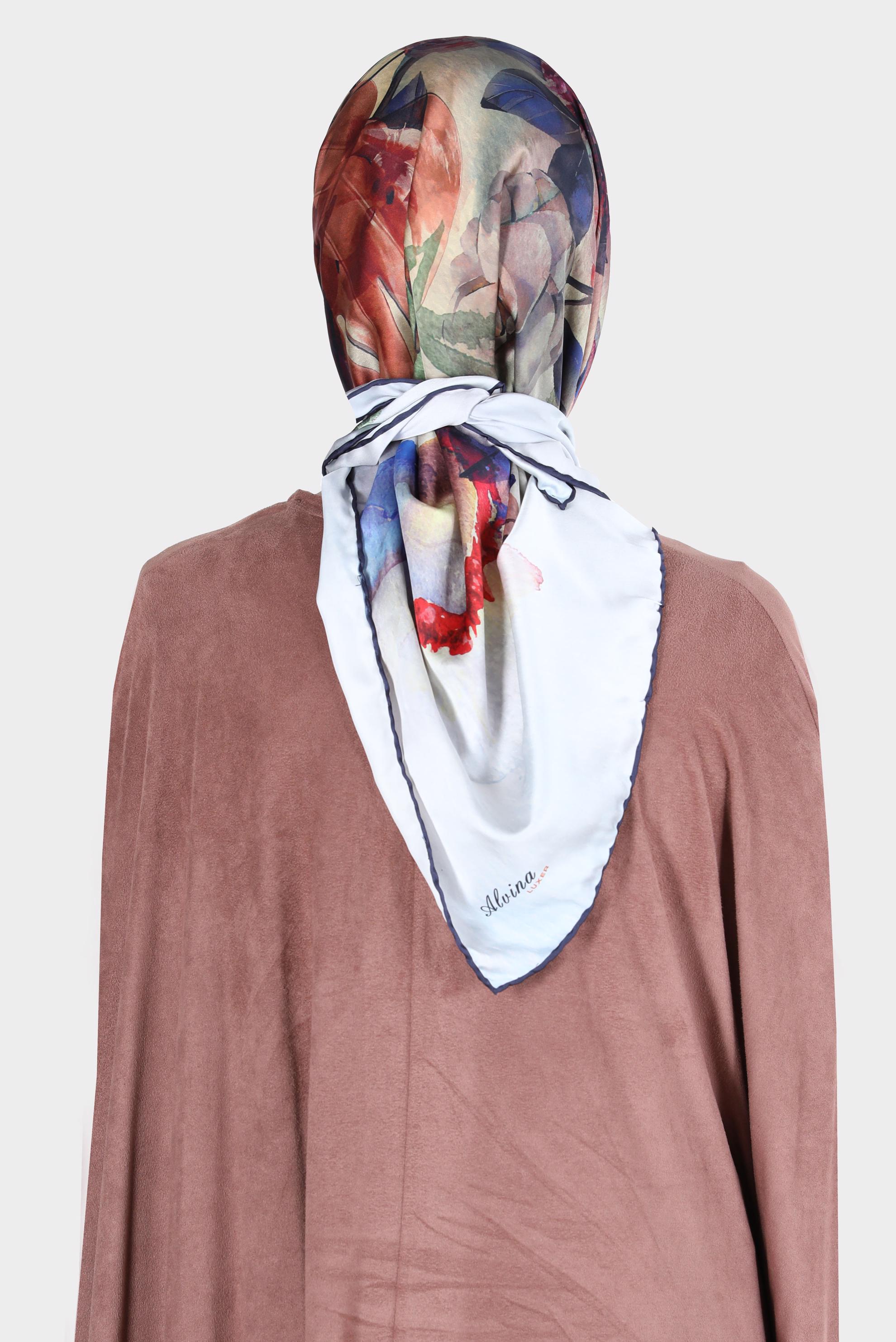 Tesettür giyim LACİVERT ALVİNA DİJİTAL SURA EŞARP 8134 