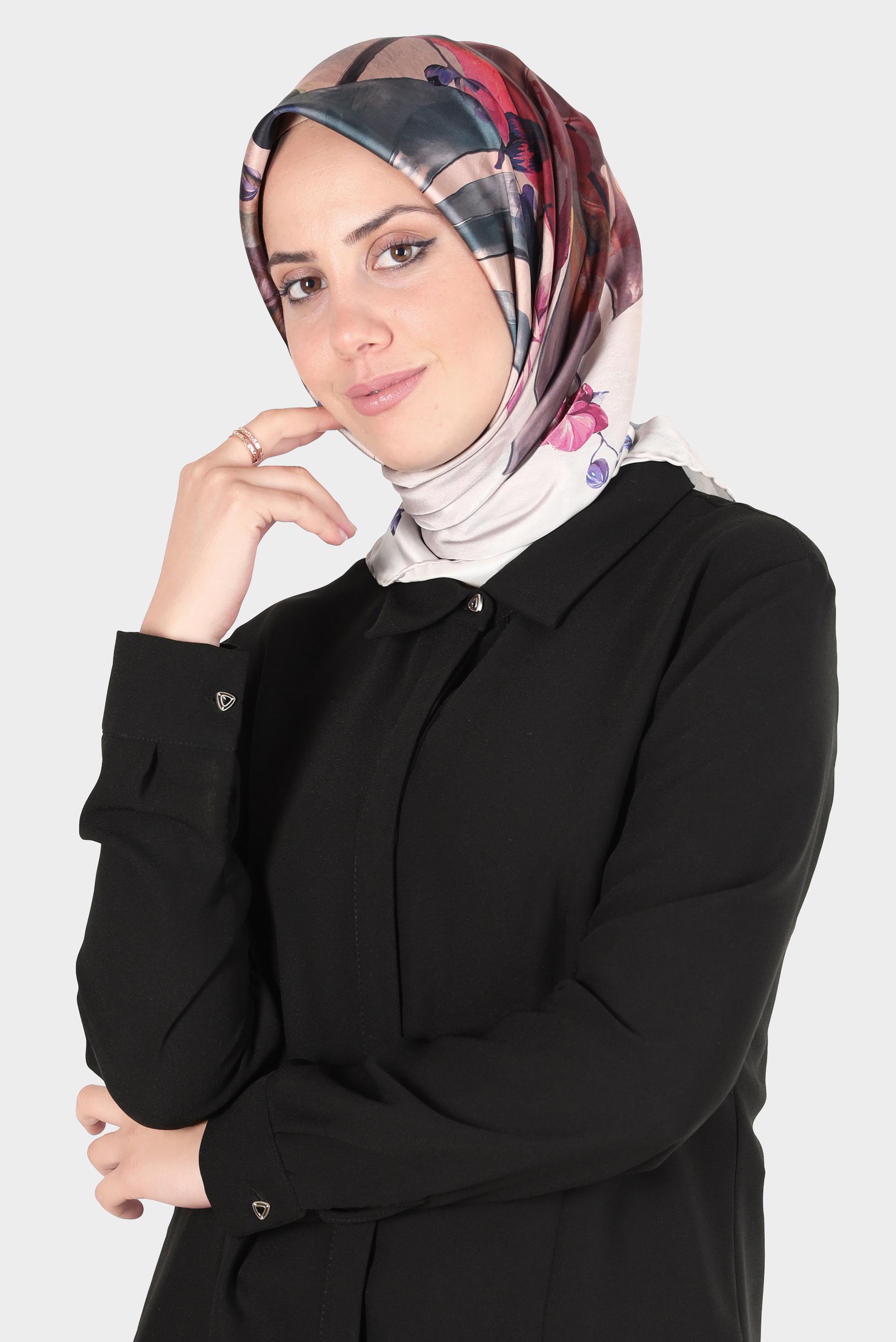 Tesettür giyim BEJ ALVİNA DİJİTAL SURA EŞARP 8134 