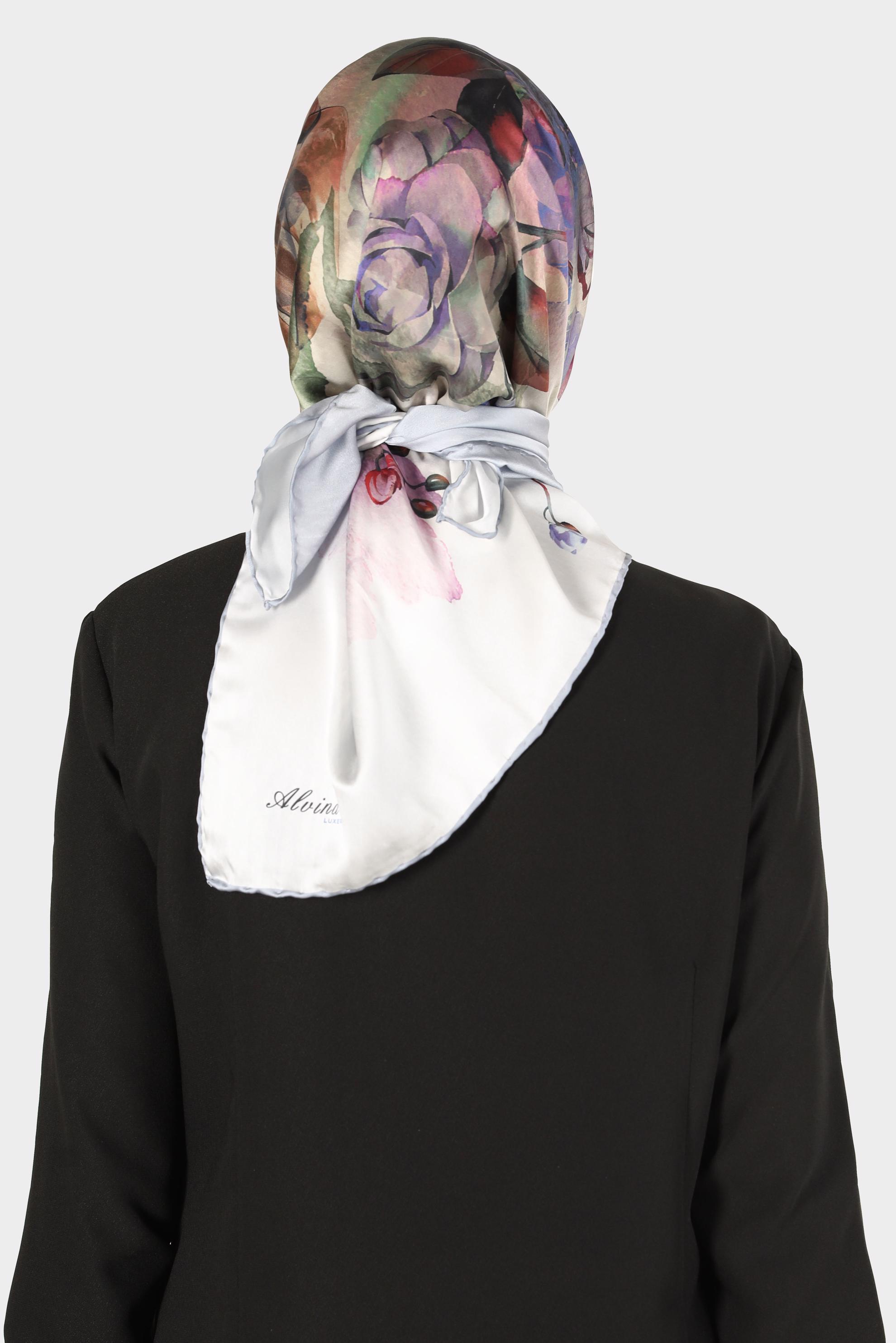 Tesettür giyim MAVİ ALVİNA DİJİTAL SURA EŞARP 8134 