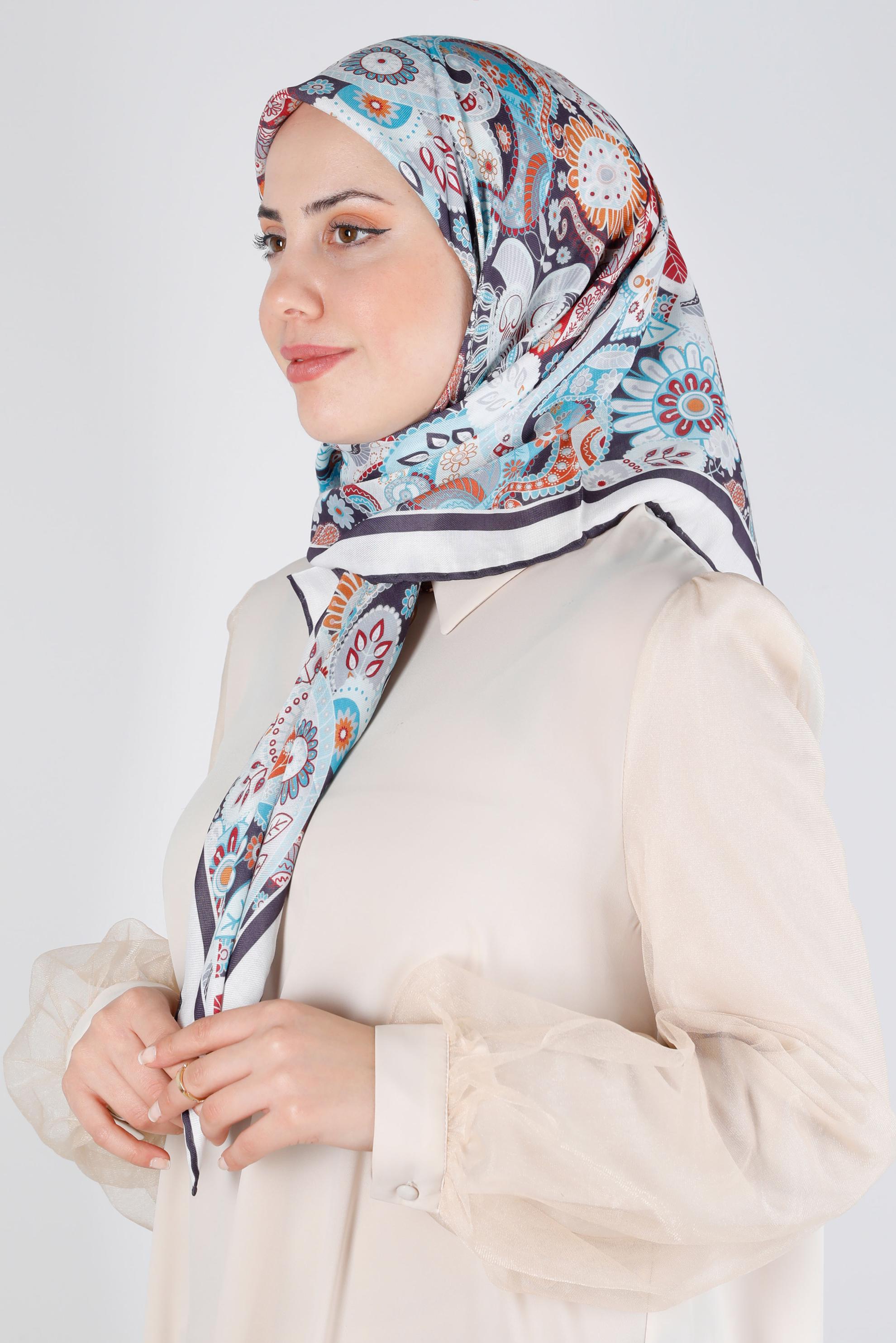 Tesettür giyim SİYAH ALVİNA DİJİTAL ORGANİK EŞARP 8135 