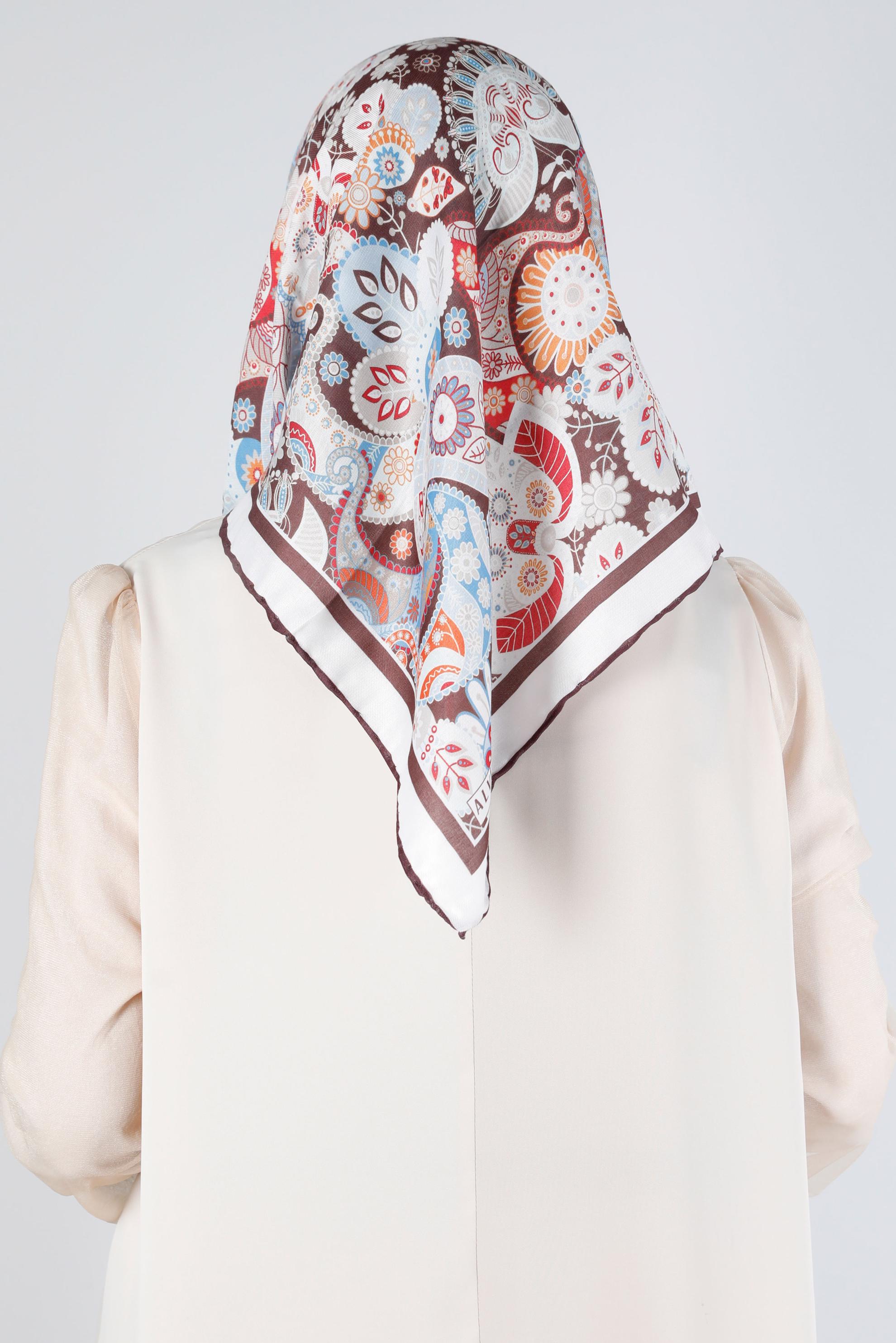 Tesettür giyim EKRU ALVİNA DİJİTAL ORGANİK EŞARP 8135 