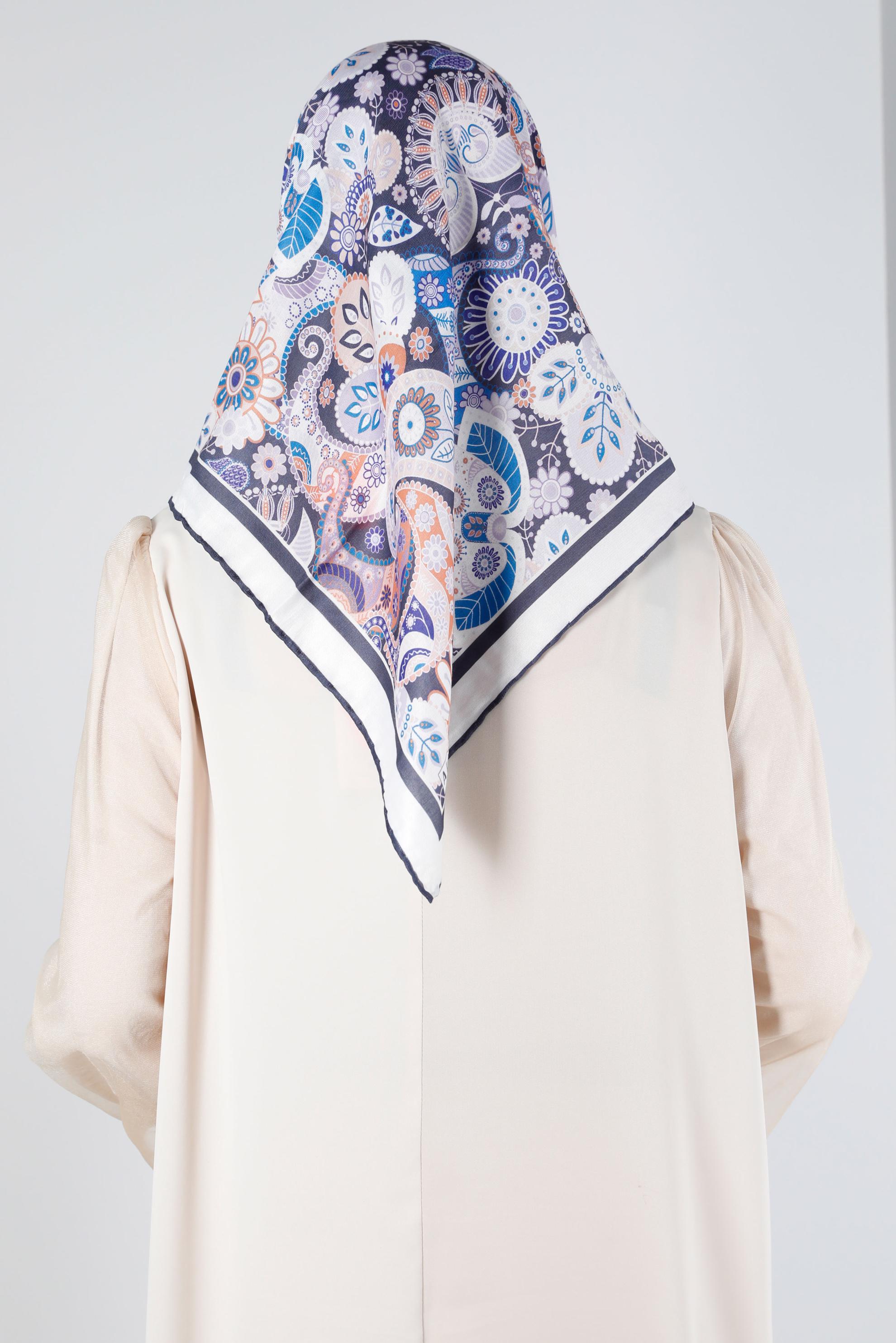 Tesettür giyim LACİVERT ALVİNA DİJİTAL ORGANİK EŞARP 8135 