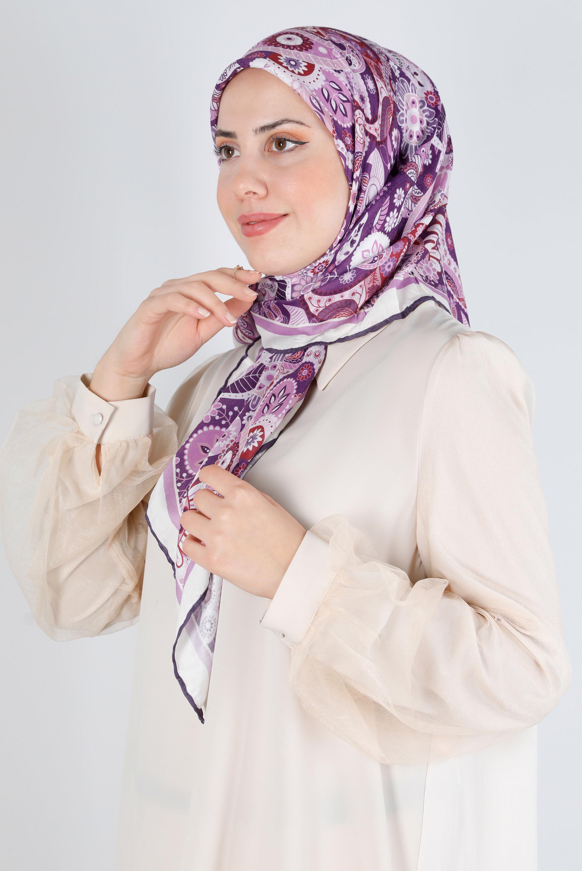 Tesettür giyim MÜRDÜM ALVİNA DİJİTAL ORGANİK EŞARP 8135 