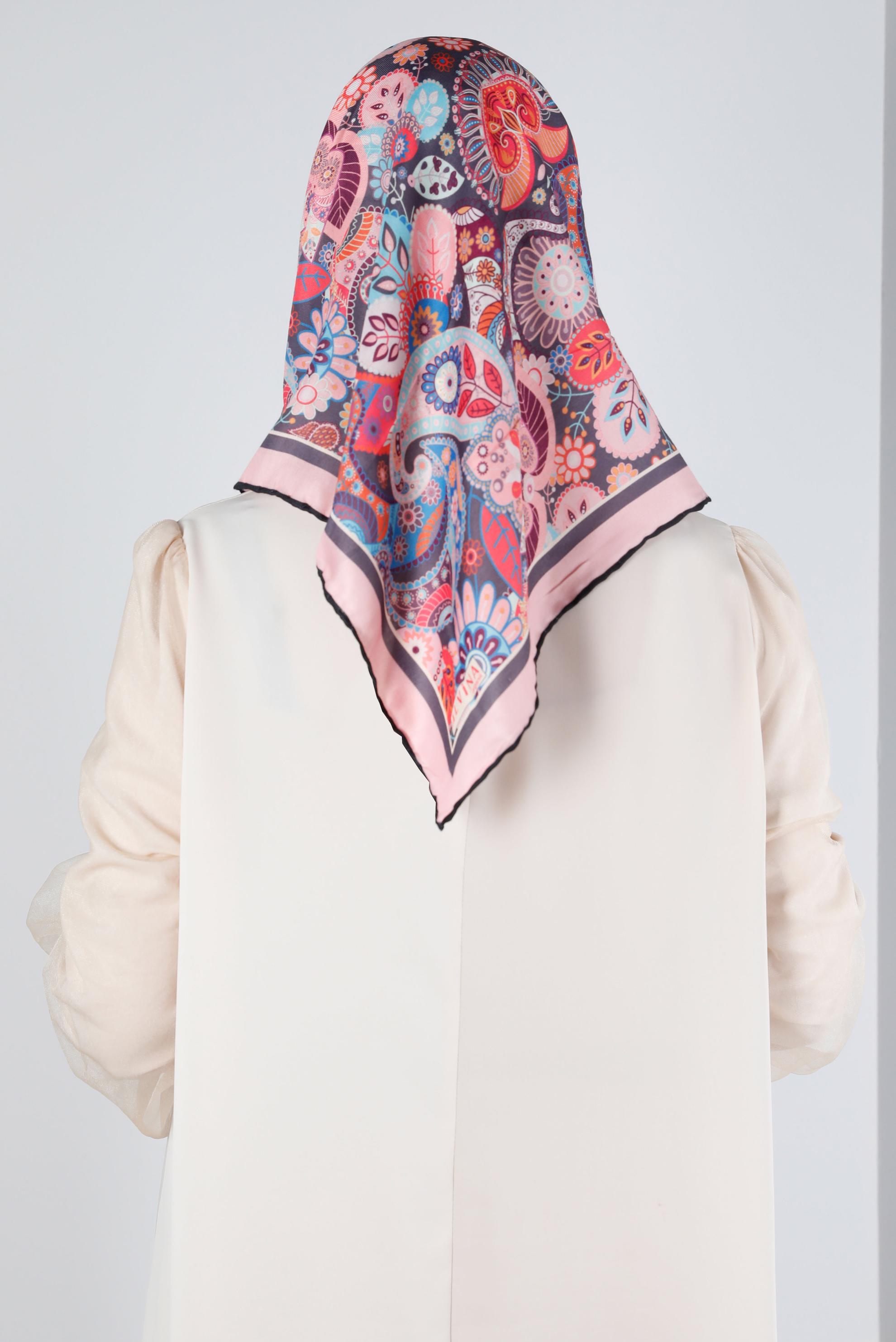 Tesettür giyim PUDRA ALVİNA DİJİTAL ORGANİK EŞARP 8135 