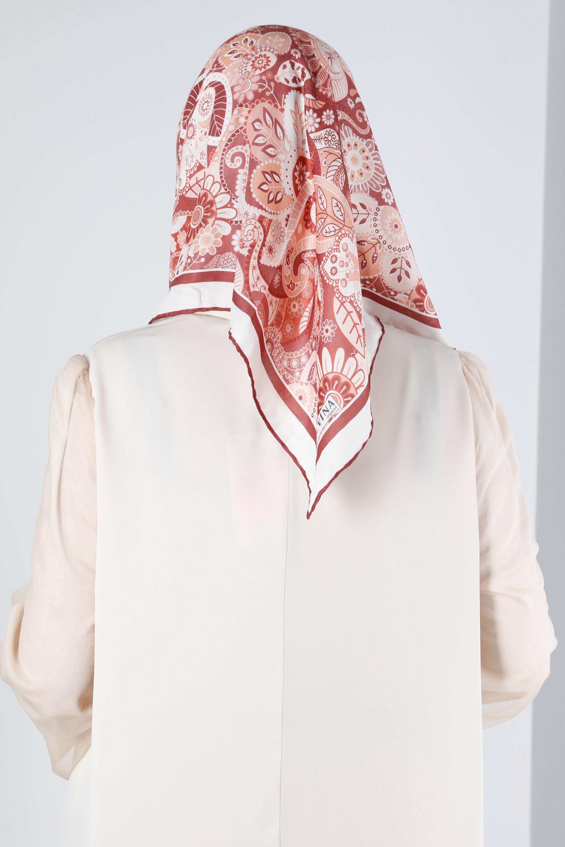 Tesettür giyim KAHVE ALVİNA DİJİTAL ORGANİK EŞARP 8135 