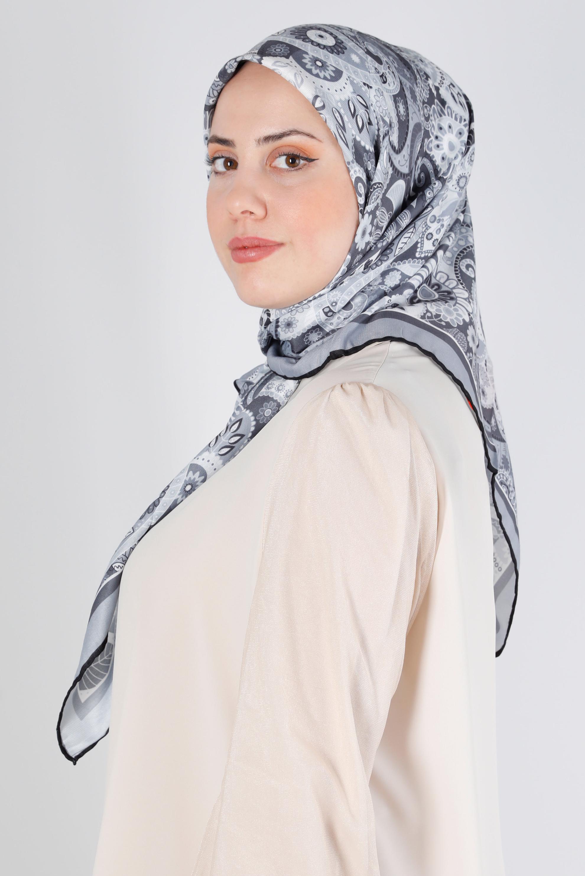 Tesettür giyim GRİ ALVİNA DİJİTAL ORGANİK EŞARP 8135 