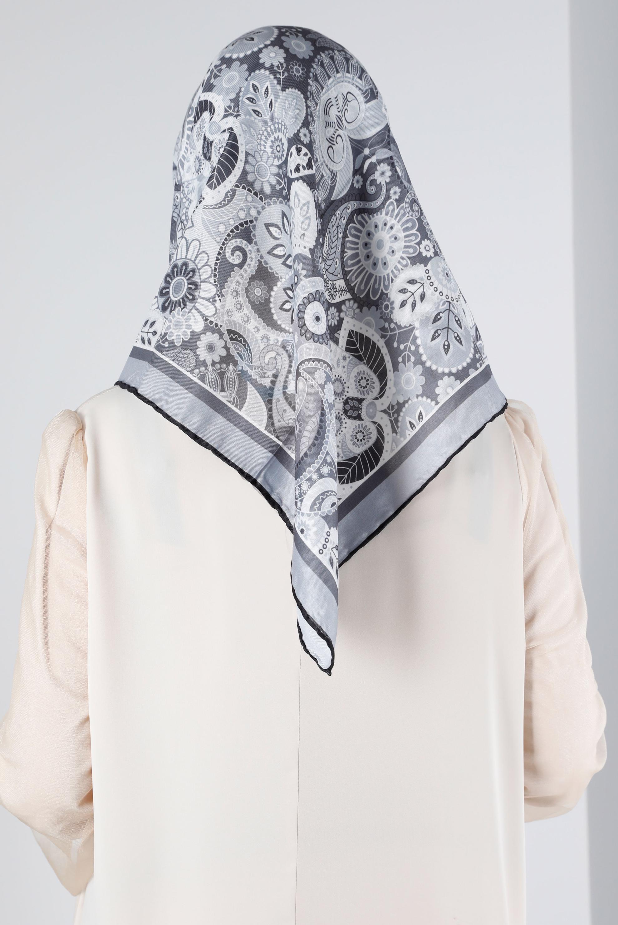 Tesettür giyim GRİ ALVİNA DİJİTAL ORGANİK EŞARP 8135 