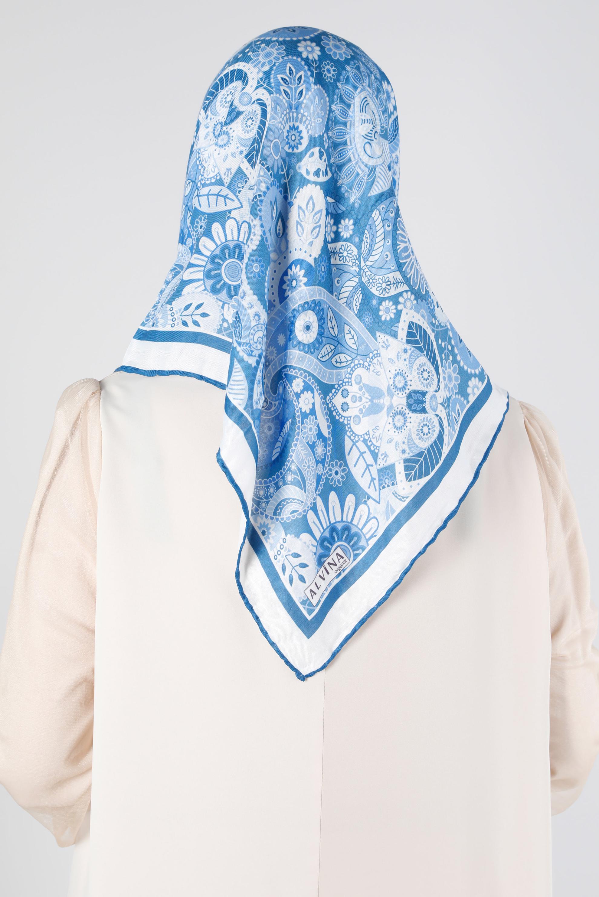 Tesettür giyim LACİVERT ALVİNA DİJİTAL ORGANİK EŞARP 8135 