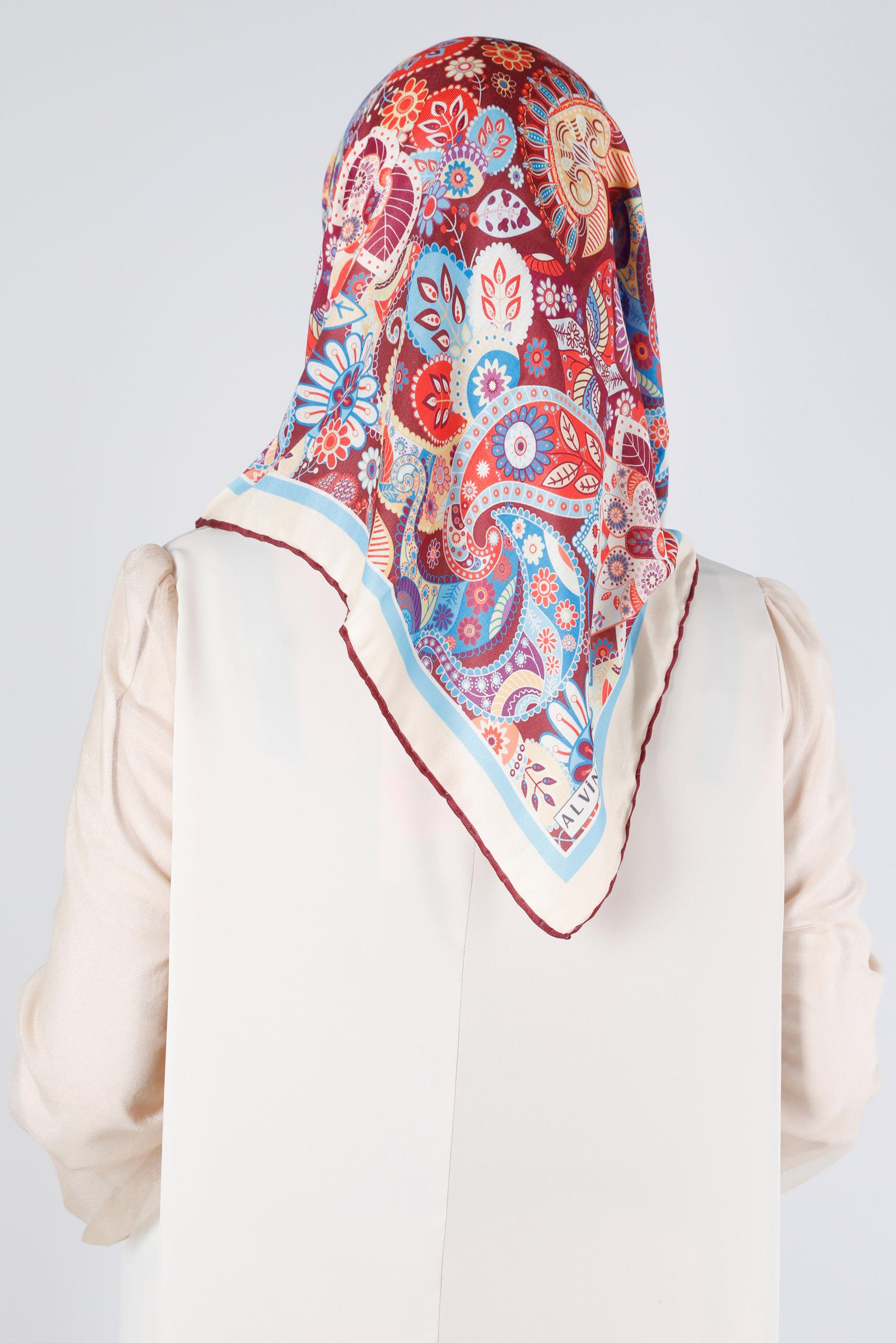 Tesettür giyim BEJ ALVİNA DİJİTAL ORGANİK EŞARP 8135 